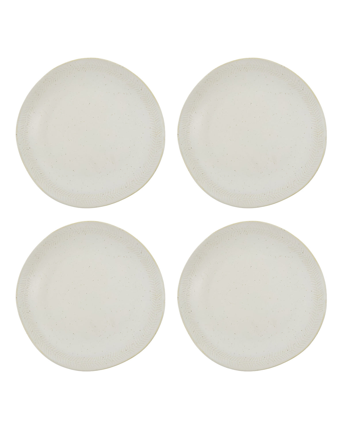 Runde Teller HDServe in Off-White aus Steingut mit gesprenkelter Glasur und glatter Oberfläche