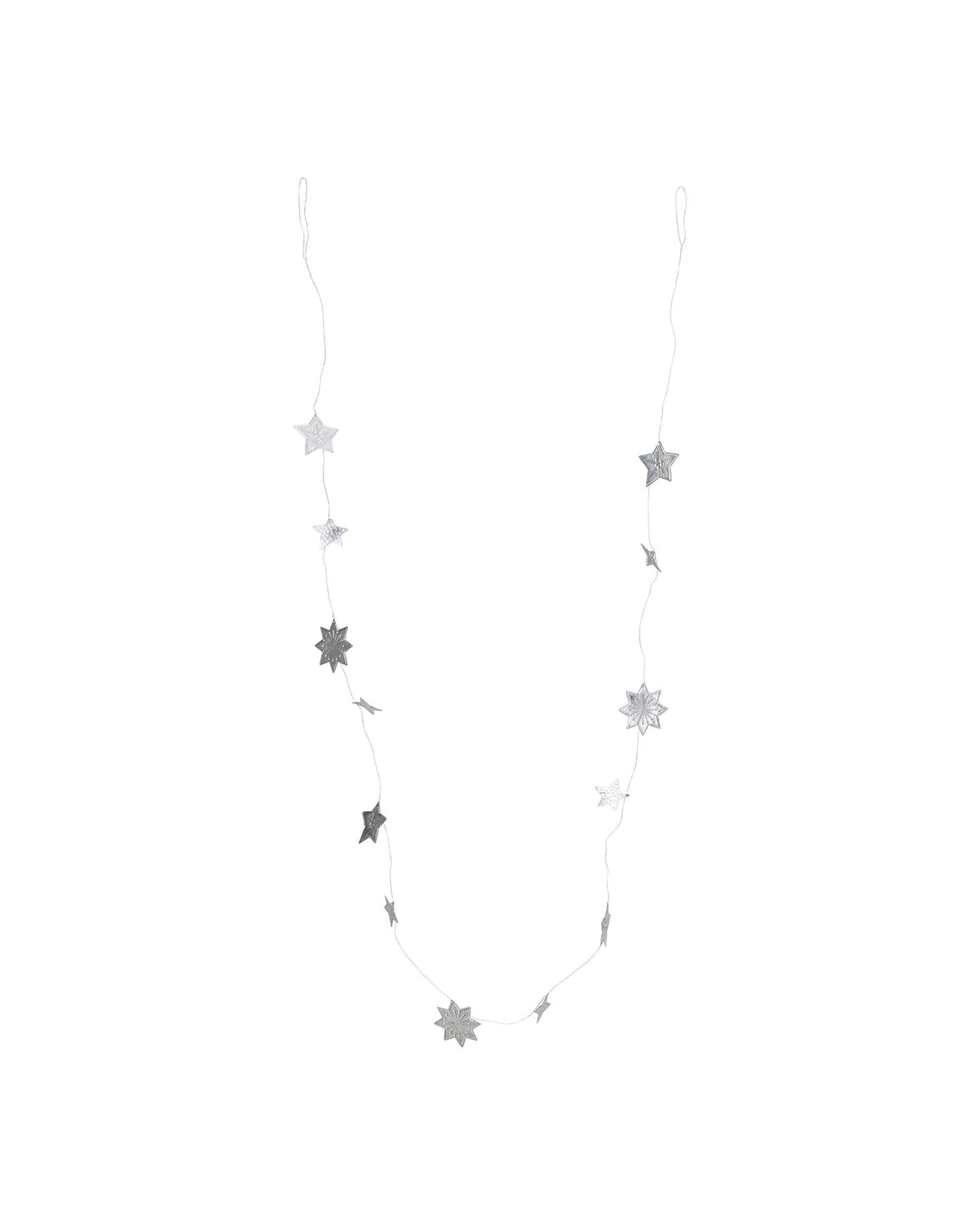 Weihnachtsgirlande HDStars: Kette aus verbundenen Sternen in Silber, Aluminium und Eisen