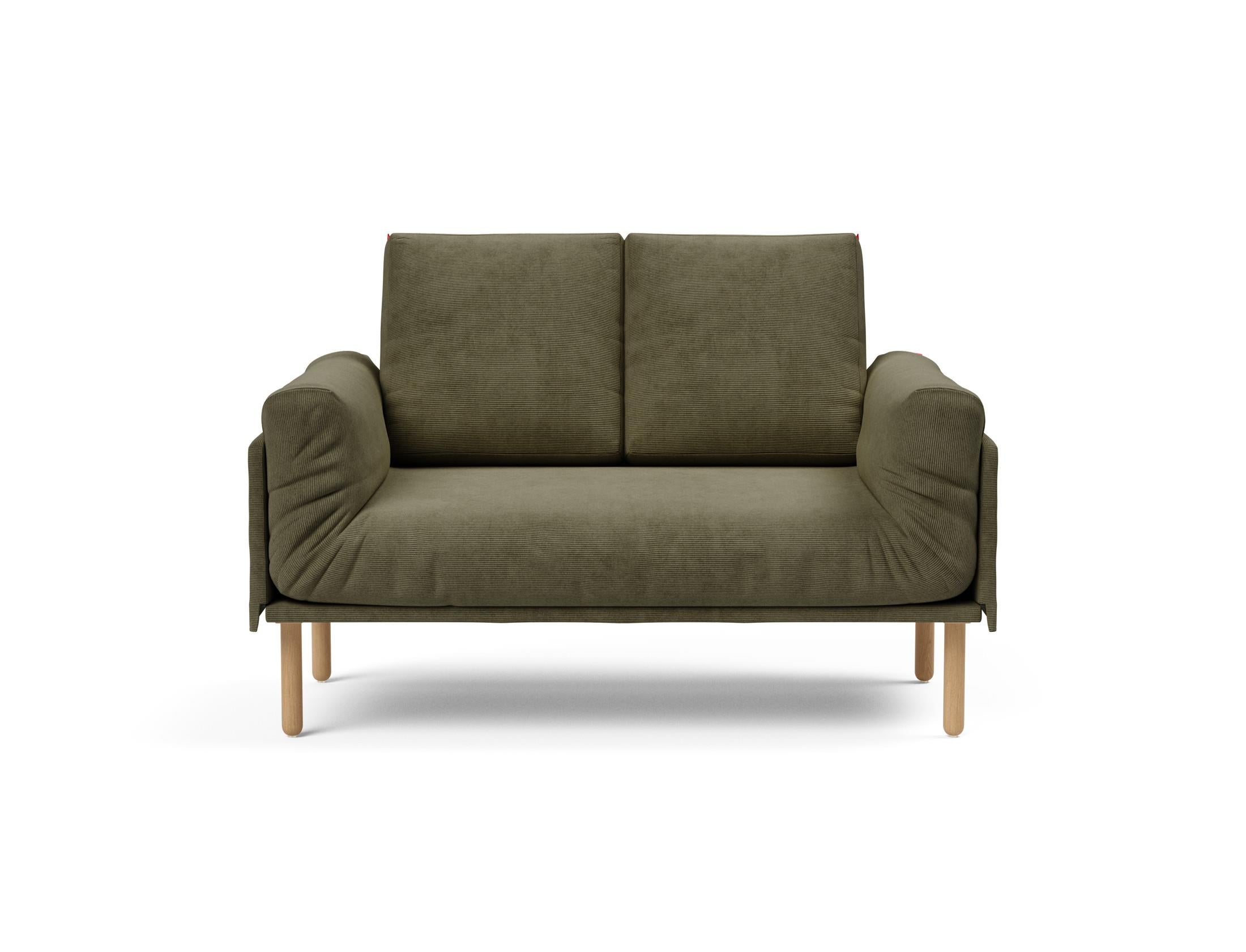 Erleben Sie das Rollo Stem Klappsofa 80 von Innovation Living – ein elegantes, multifunktionales Möbelstück mit edlem Cover und robustem Gestellbezug.