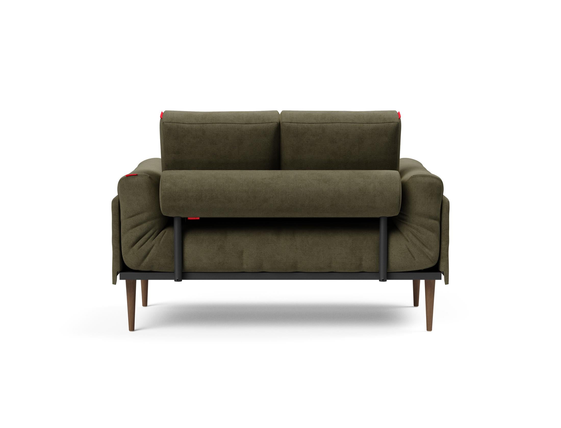Erleben Sie das Rollo Styletto Klappsofa 80 von Innovation Living – stilvolles Design, funktional und ideal für kleine Räume, mit edlem Cover und Gestellbezug.