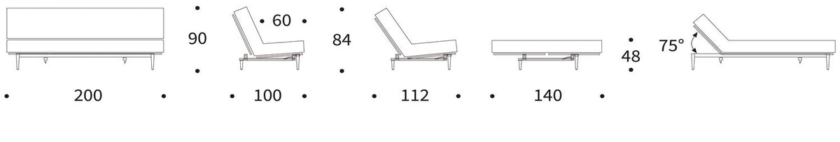 Colpus Bettsofa 140 Nordic mit Gestellbezug Soft Spring in 525 Mixed Dance Light Blue präsentiert im Onlineshop von KAQTU Design AG. Bettsofa ist von Innovation Living