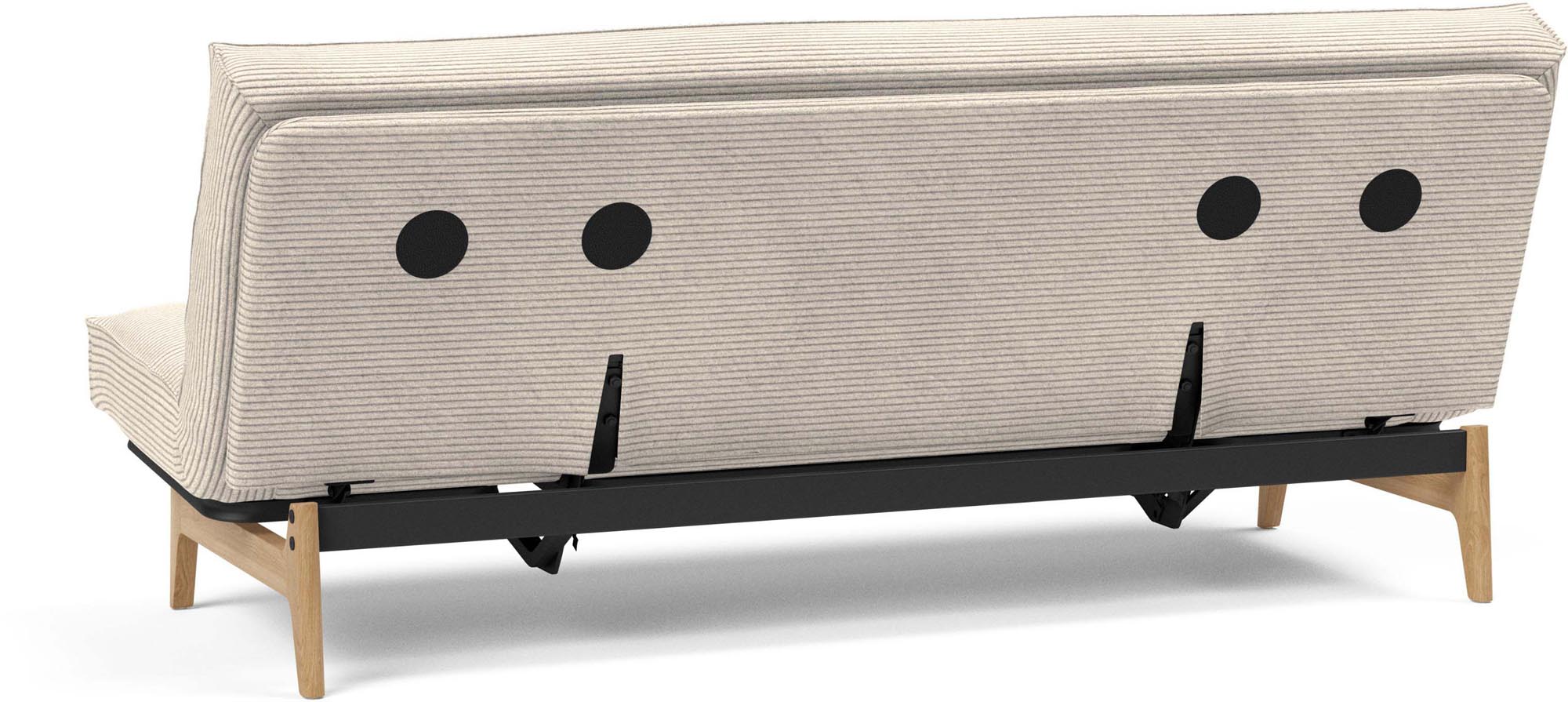 Aslak 120 Bettsofa mit Sharp Plus Cover: modernes Design, abnehmbarer Bezug, robuste Konstruktion und vielseitige Matratzenoptionen für jeden Bedarf.