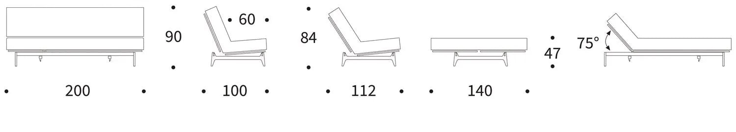 Erleben Sie das Aslak 140 Bettsofa von Innovation Living – modernes Nordic Design trifft auf komfortablen Latex für besten Schlafkomfort.