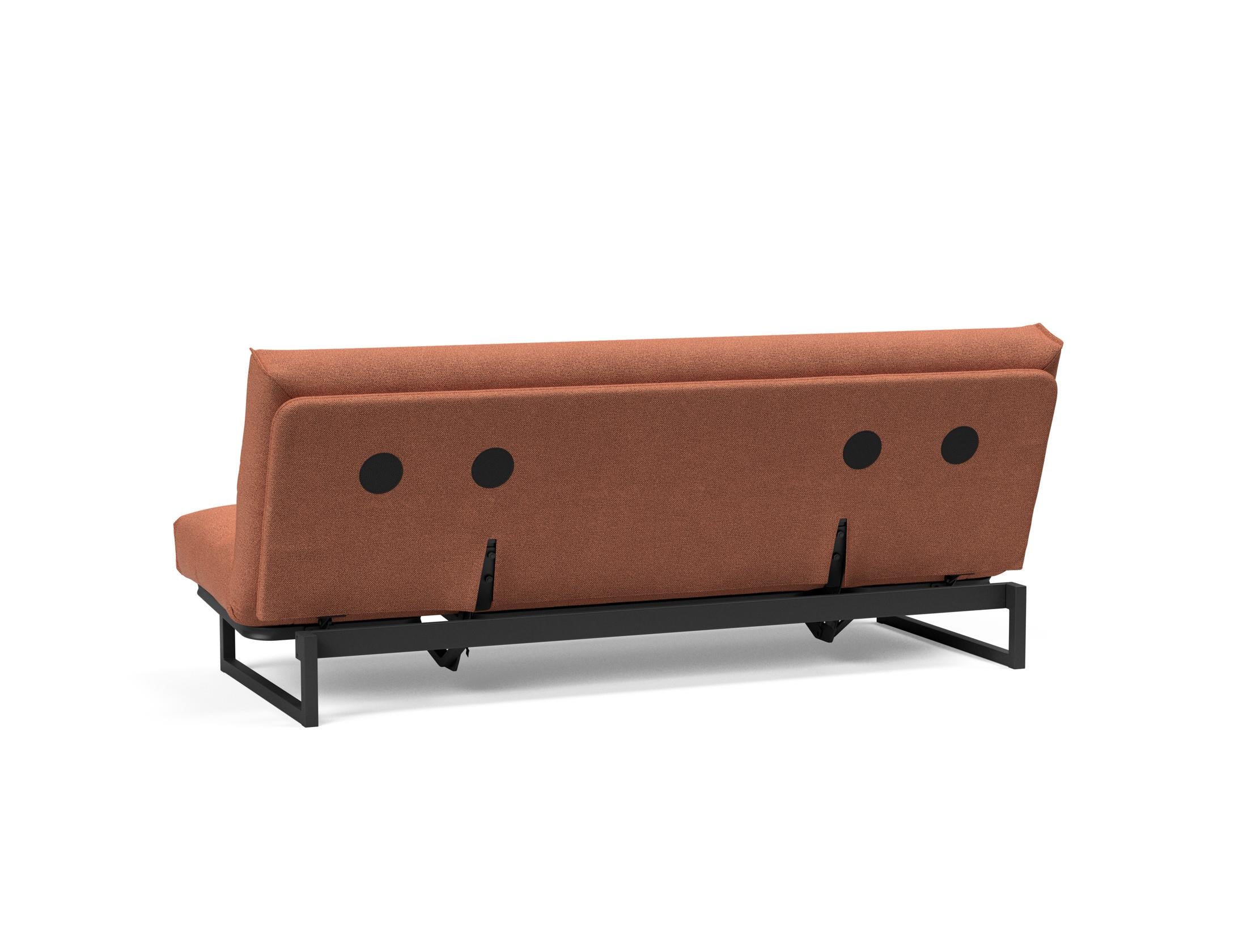 Fraction 120 Bettsofa Nordic Cover: modernes, multifunktionales Sofa mit komfortabler Soft Spring-Matratze, ideal für kleine Räume und Übernachtungsgäste.