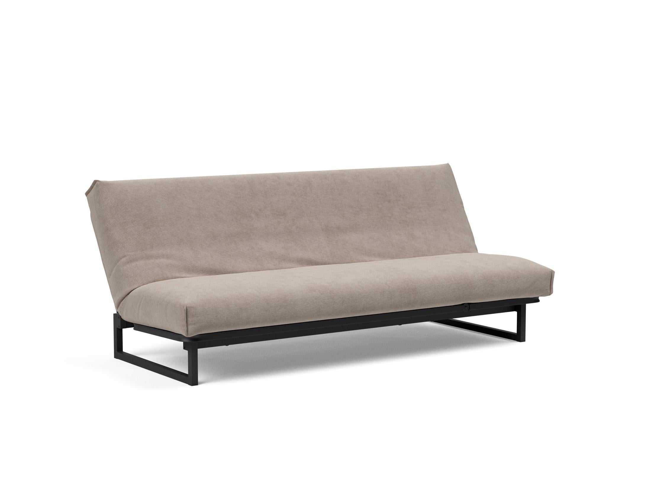 Fraction 120 Bettsofa Nordic Cover: stilvolles, platzsparendes Sofa mit bequemer Soft Spring-Matratze, perfekt für Gäste und kleine Wohnungen.
