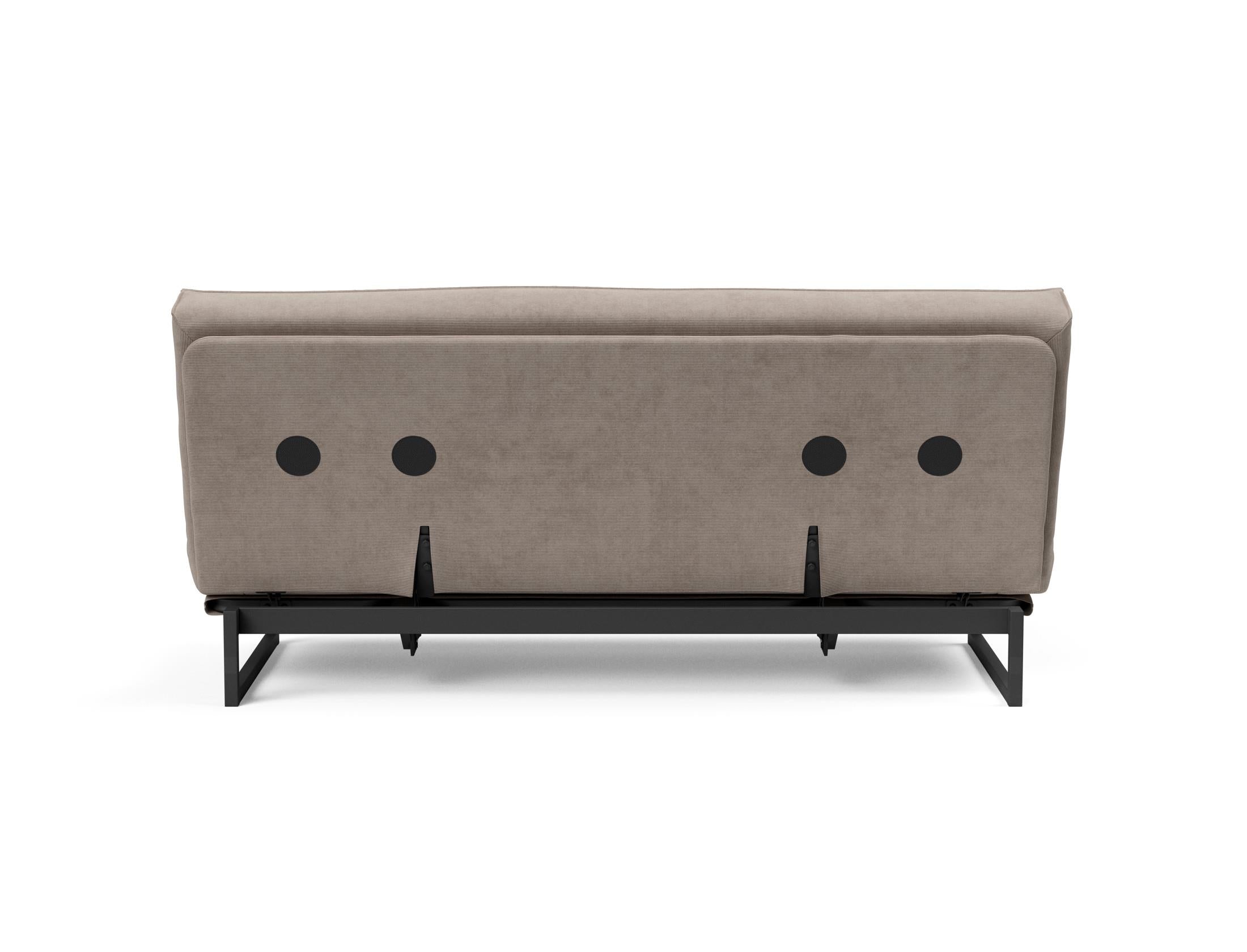 Fraction 140 Bettsofa Sharp Plus: modernes Design mit Soft Spring Bezug, ideal für flexible Wohnräume und gemütliche Schlafgelegenheiten.