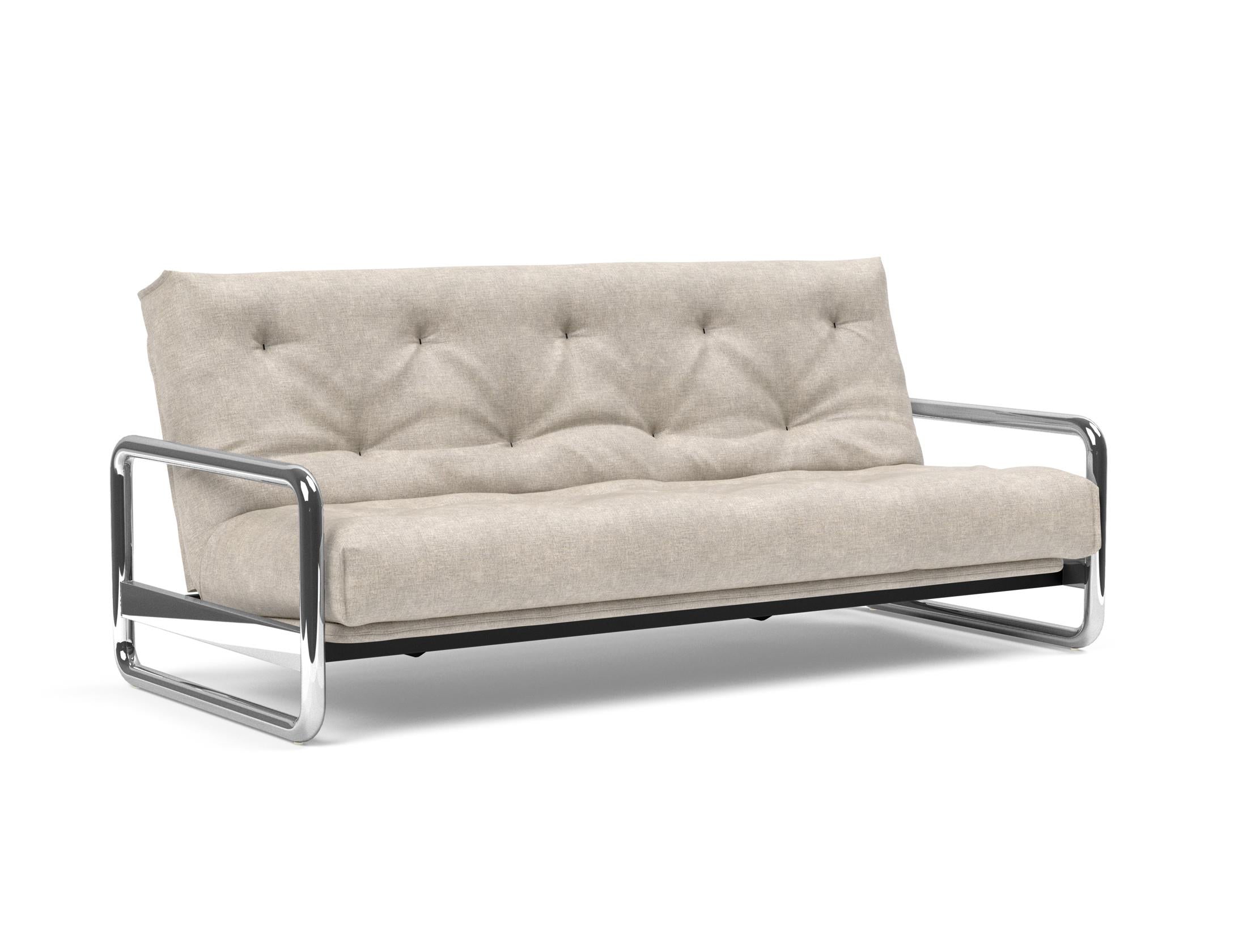 Entdecken Sie das Lomira Schlafsofa 140 Nordic von Innovation Living – stilvolles skandinavisches Design trifft auf höchsten Schlafkomfort mit Soft Spring Bezug.