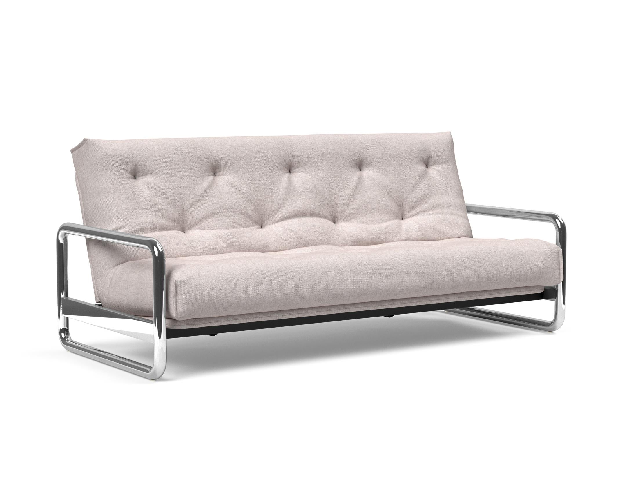 Entdecken Sie das Lomira Schlafsofa 140 Nordic von Innovation Living – stilvolles skandinavisches Design trifft auf höchsten Schlafkomfort mit Soft Spring Bezug.