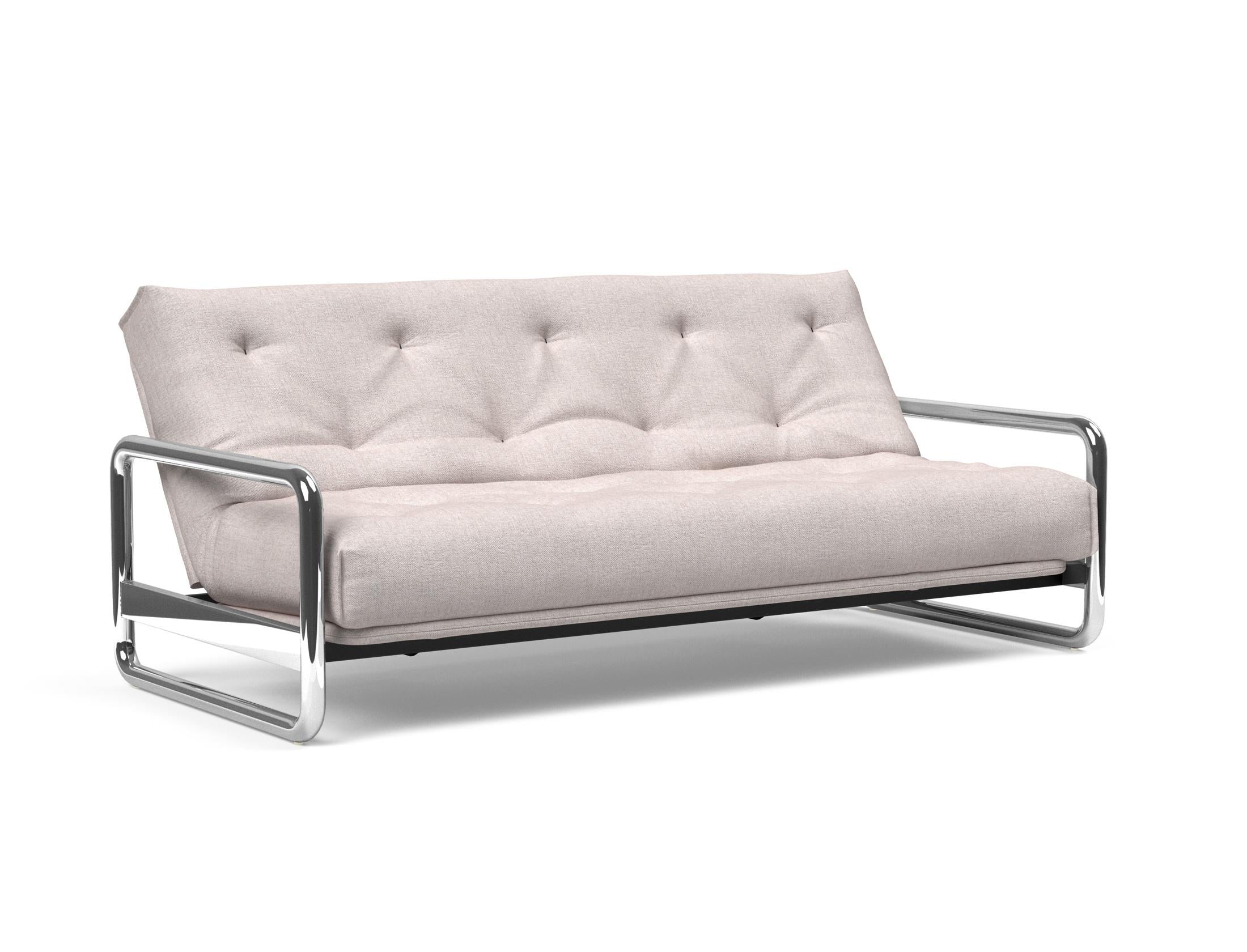 Entdecken Sie das Lomira Schlafsofa 140 Nordic von Innovation Living – stilvolles skandinavisches Design trifft auf höchsten Schlafkomfort mit Soft Spring Bezug.
