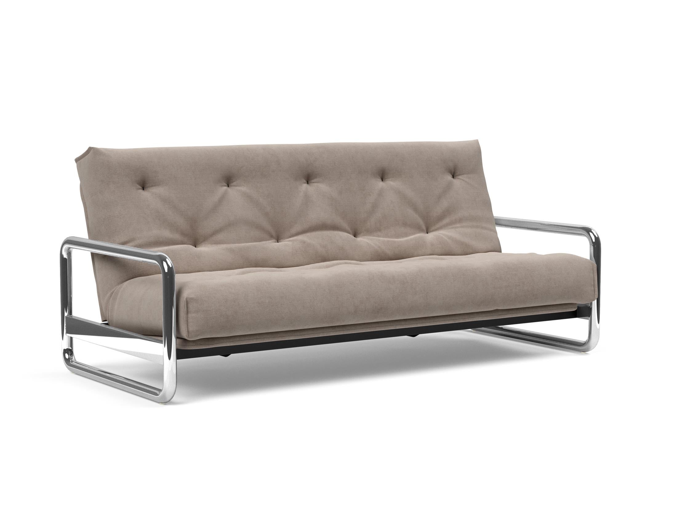 Entdecken Sie das Lomira Schlafsofa 140 Nordic von Innovation Living – stilvolles skandinavisches Design trifft auf höchsten Schlafkomfort mit Soft Spring Bezug.