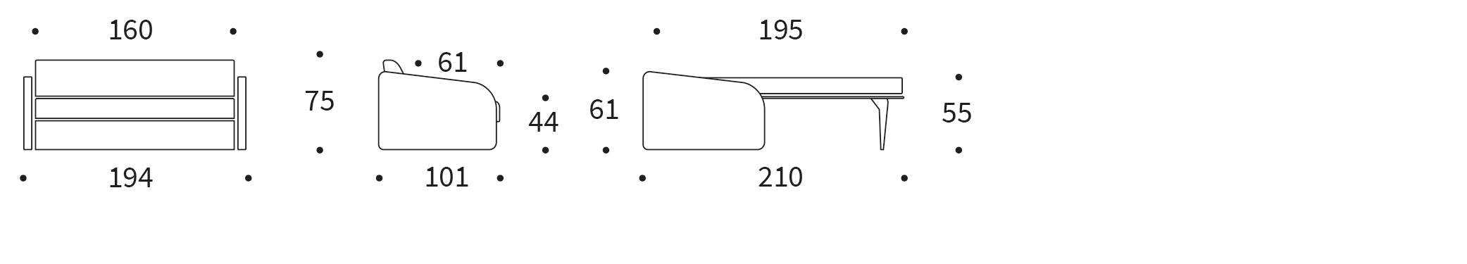Divano pieghevole Eivor 160 (Spring Materasso)
