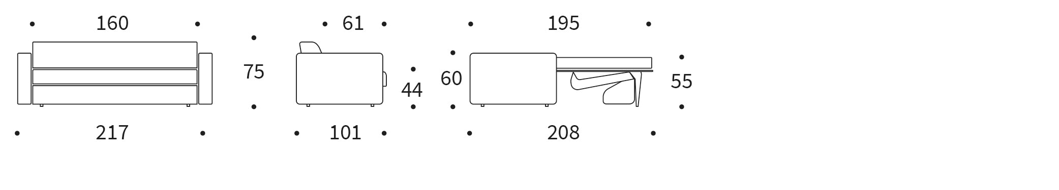 Entdecken Sie das Killian Klappsofa 160 von Innovation Living – ein elegantes Möbelstück, das tagsüber als Sofa und nachts als bequemes Bett dient.
