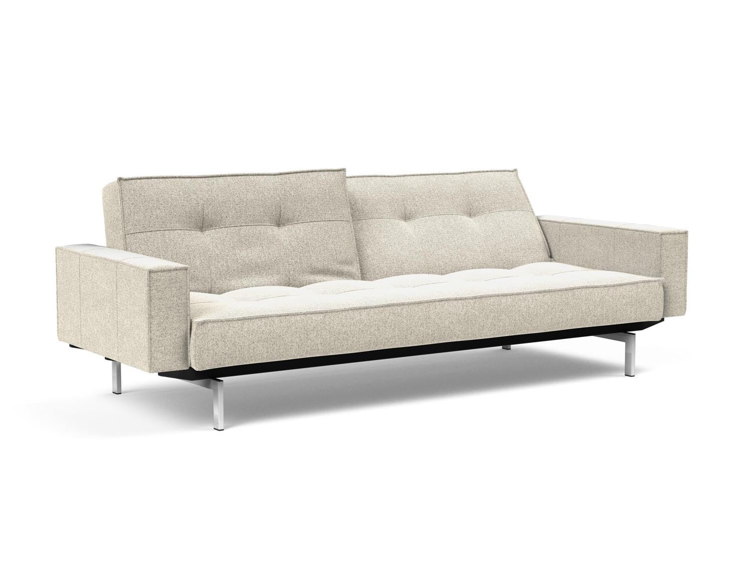 Modernes Splitback Sofabett 115 Chrom mit eleganten Armlehnen von Innovation Living – perfekt für stilvolle und flexible Wohnräume.