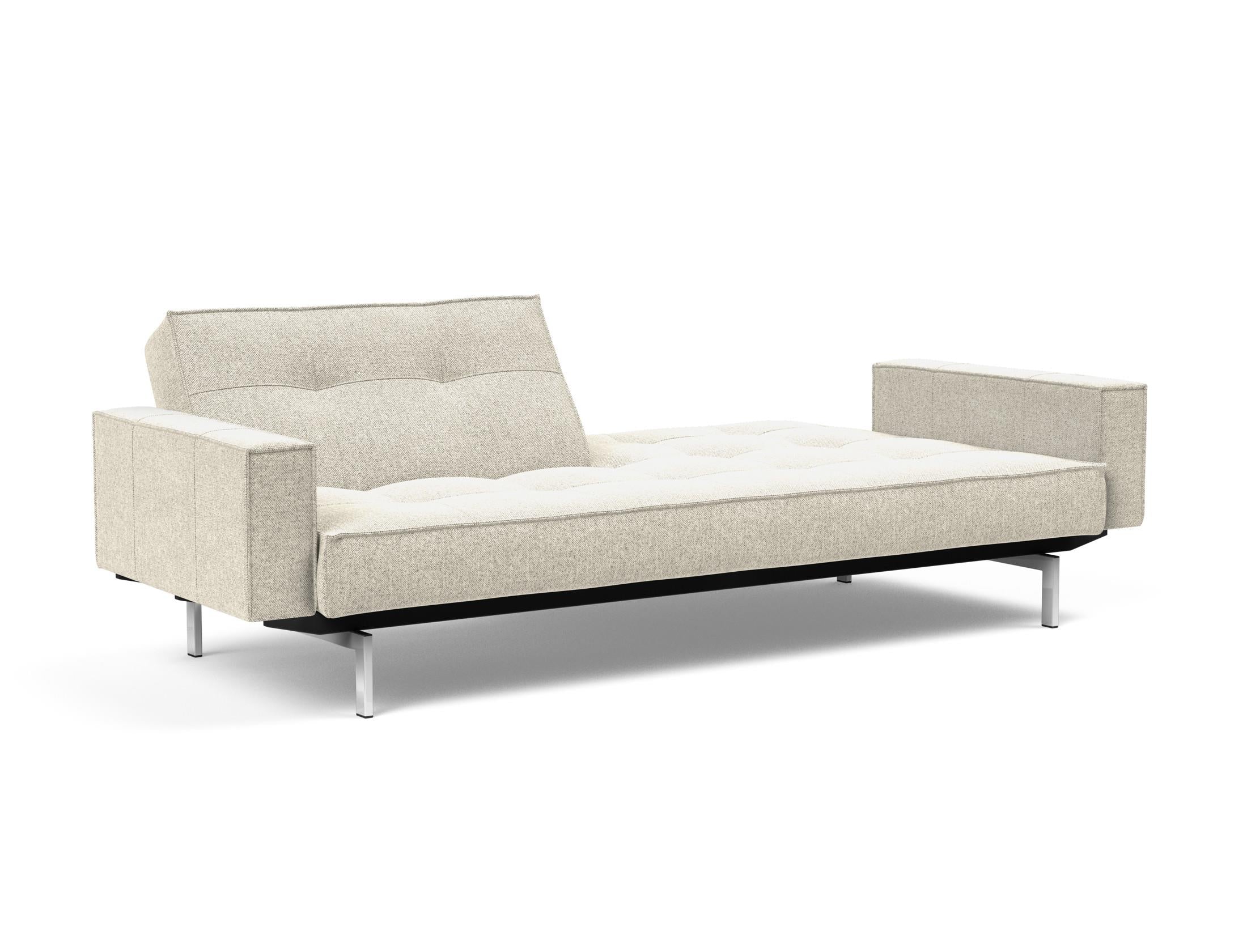 Stylisches Splitback Sofabett 115 Chrom mit komfortablen Armlehnen von Innovation Living – ideal für multifunktionale Wohnkonzepte.