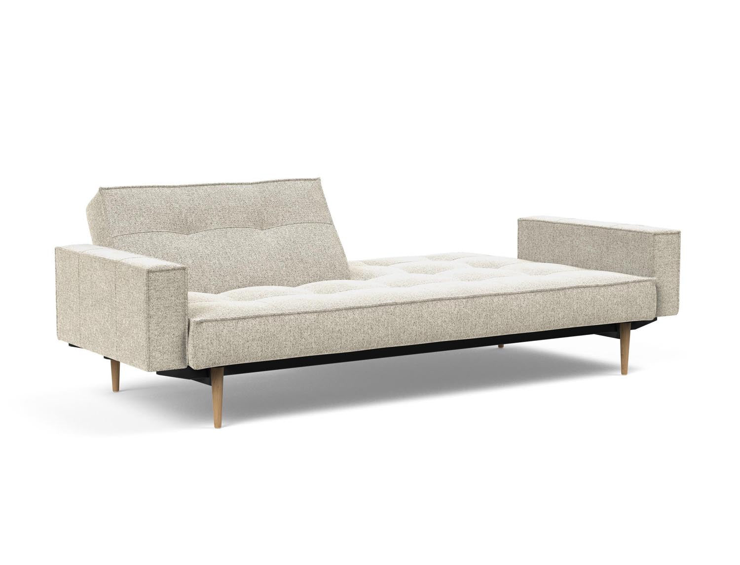 Modernes Splitback Sofabett 115 Styletto mit stilvollen Armlehnen von Innovation Living – ideal für multifunktionale Wohnräume und gemütliche Nächte.