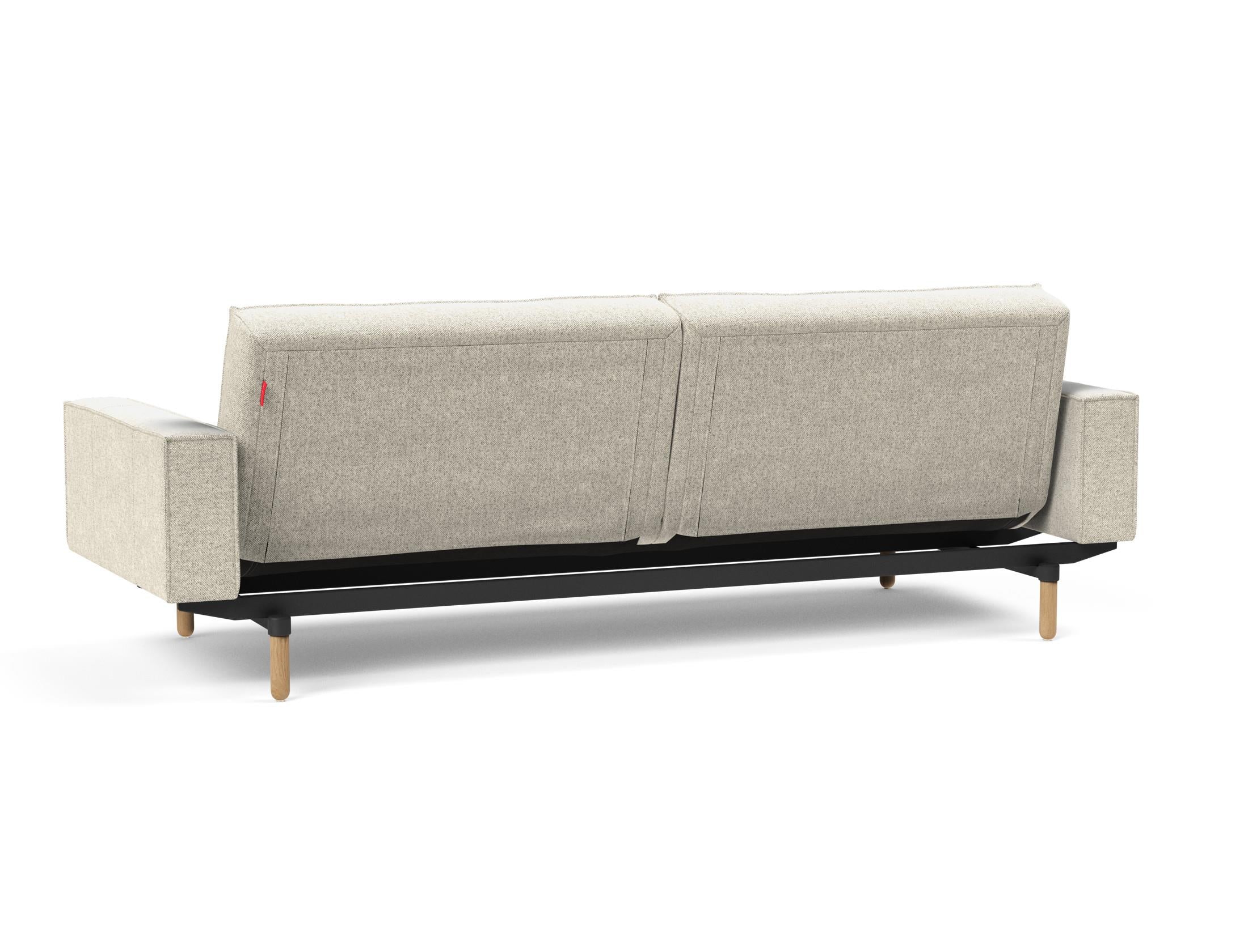Elegantes Splitback Sofabett 115 Stem von Innovation Living mit praktischen Armlehnen – ideal für multifunktionale Räume und modernes Design.