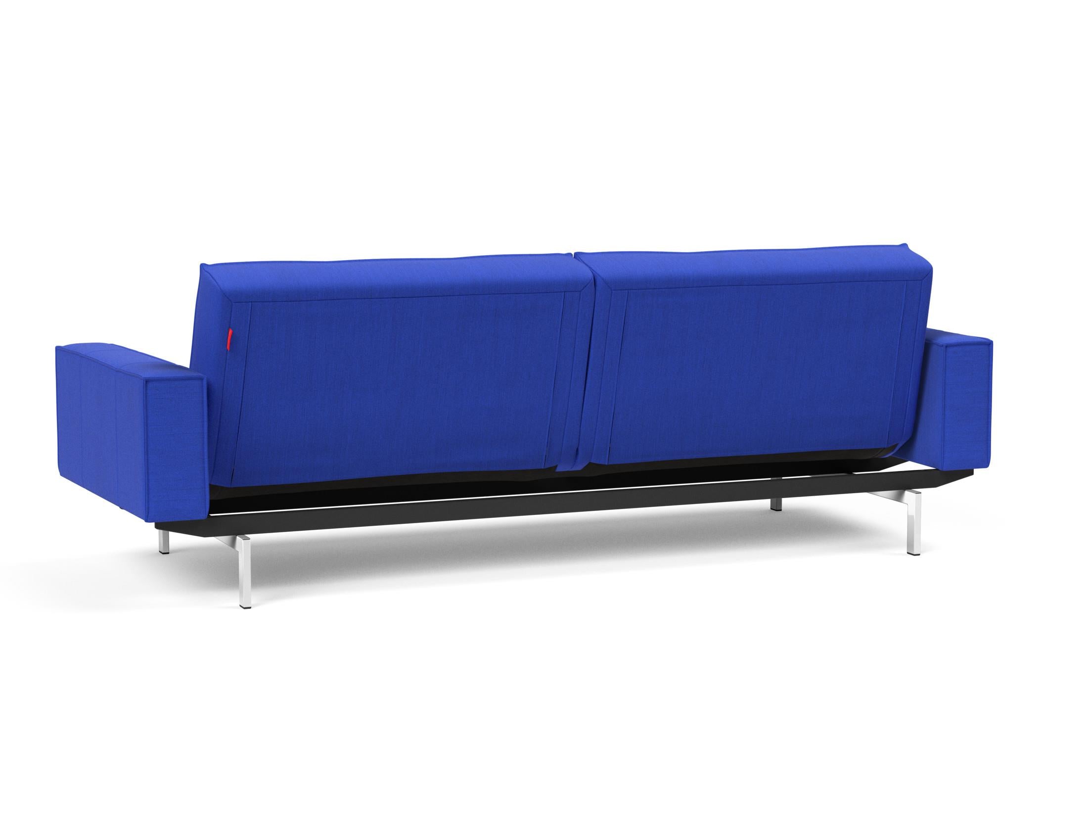 Modernes Splitback Sofabett 115 Chrom mit eleganten Armlehnen von Innovation Living – perfekt für stilvolle Wohnräume und entspannte Nächte.