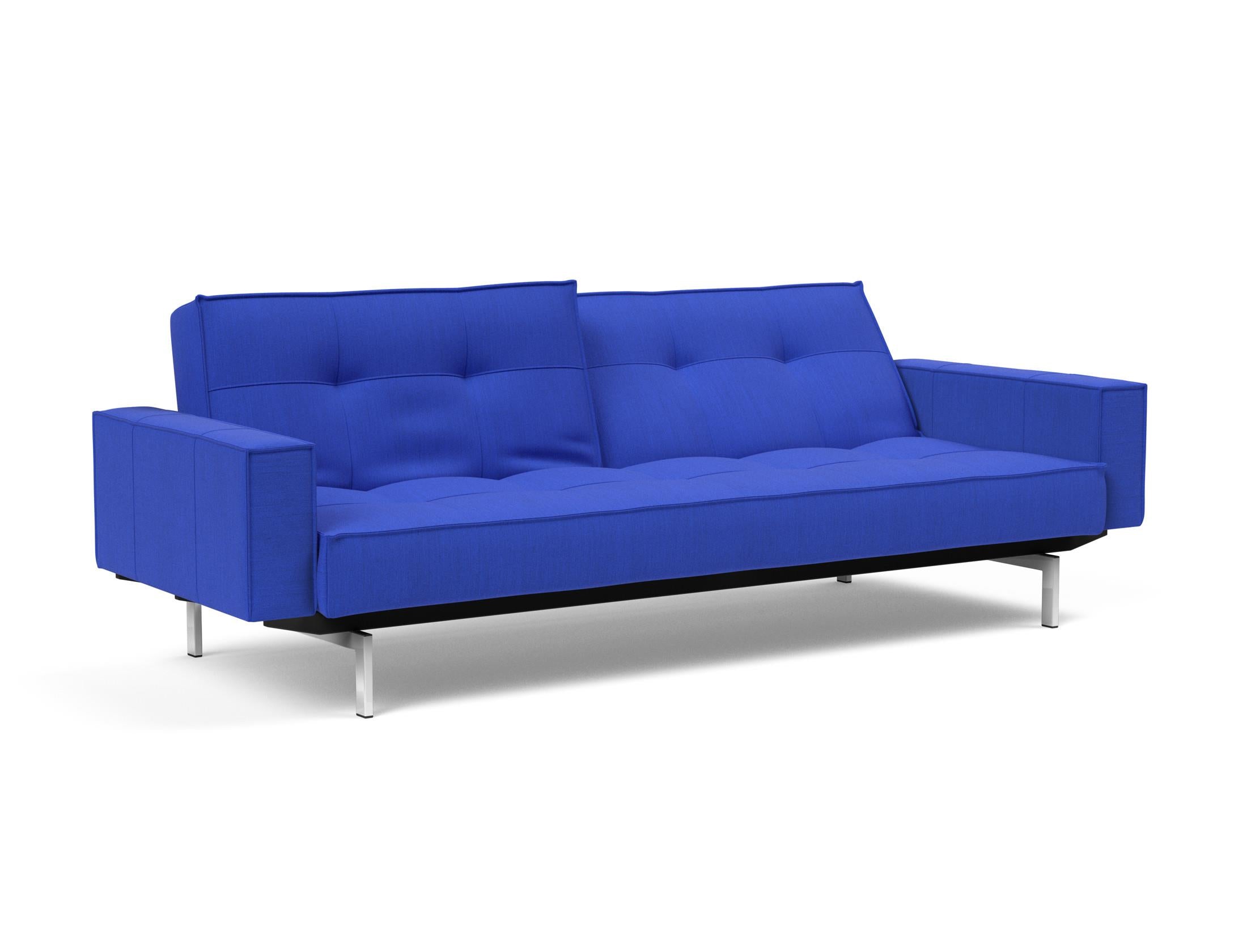 Stylisches Splitback Sofabett 115 Chrom mit komfortablen Armlehnen von Innovation Living – ideal für multifunktionale Wohnräume und gemütliche Übernachtungen.
