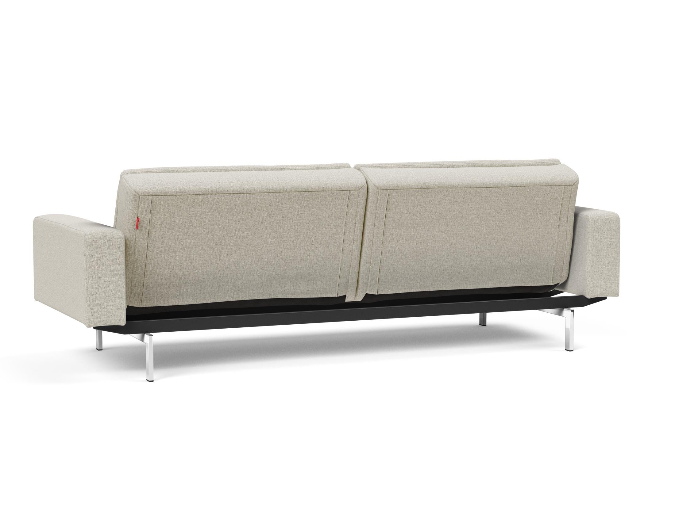 Das Dublexo Chrom Schlafsofa 115 mit Armlehnen vereint stilvolles Design und Funktionalität, ideal für entspannte Nächte und elegante Wohnräume.