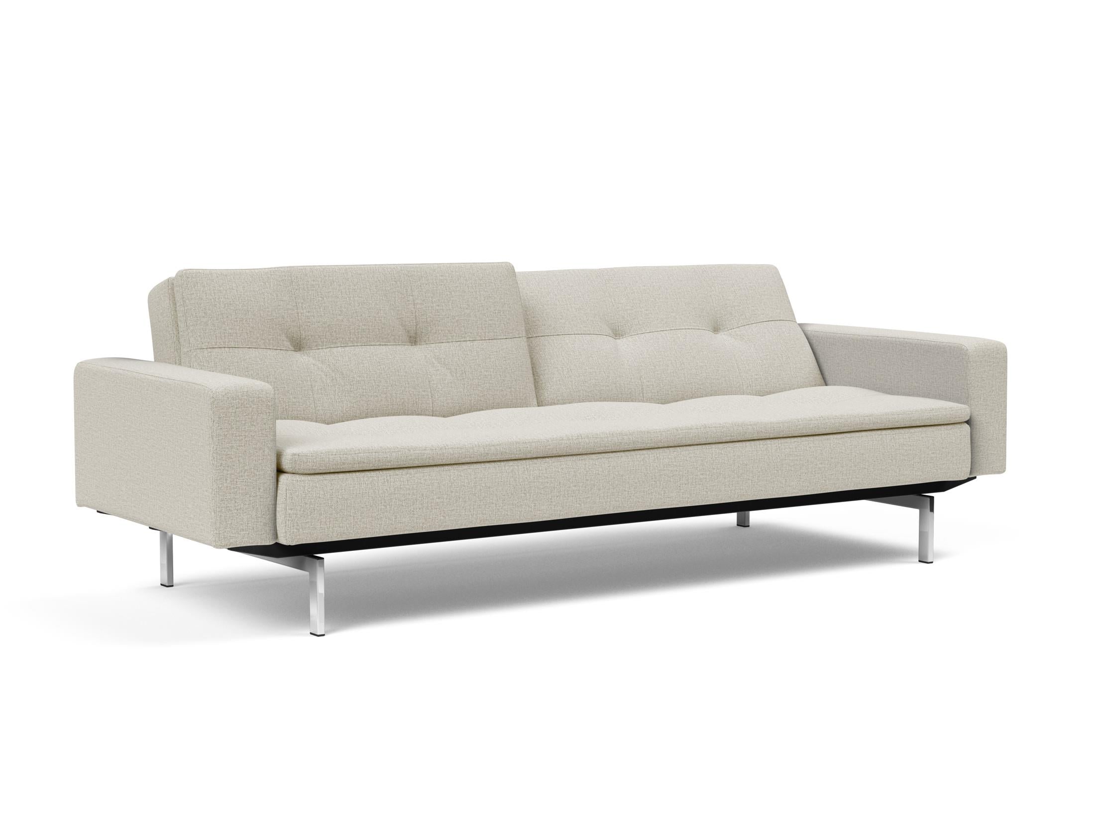 Das Dublexo Chrom Schlafsofa 115 mit Armlehnen bietet modernen Komfort und vielseitige Nutzung, perfekt für stilvolle Wohnräume und erholsame Nächte.