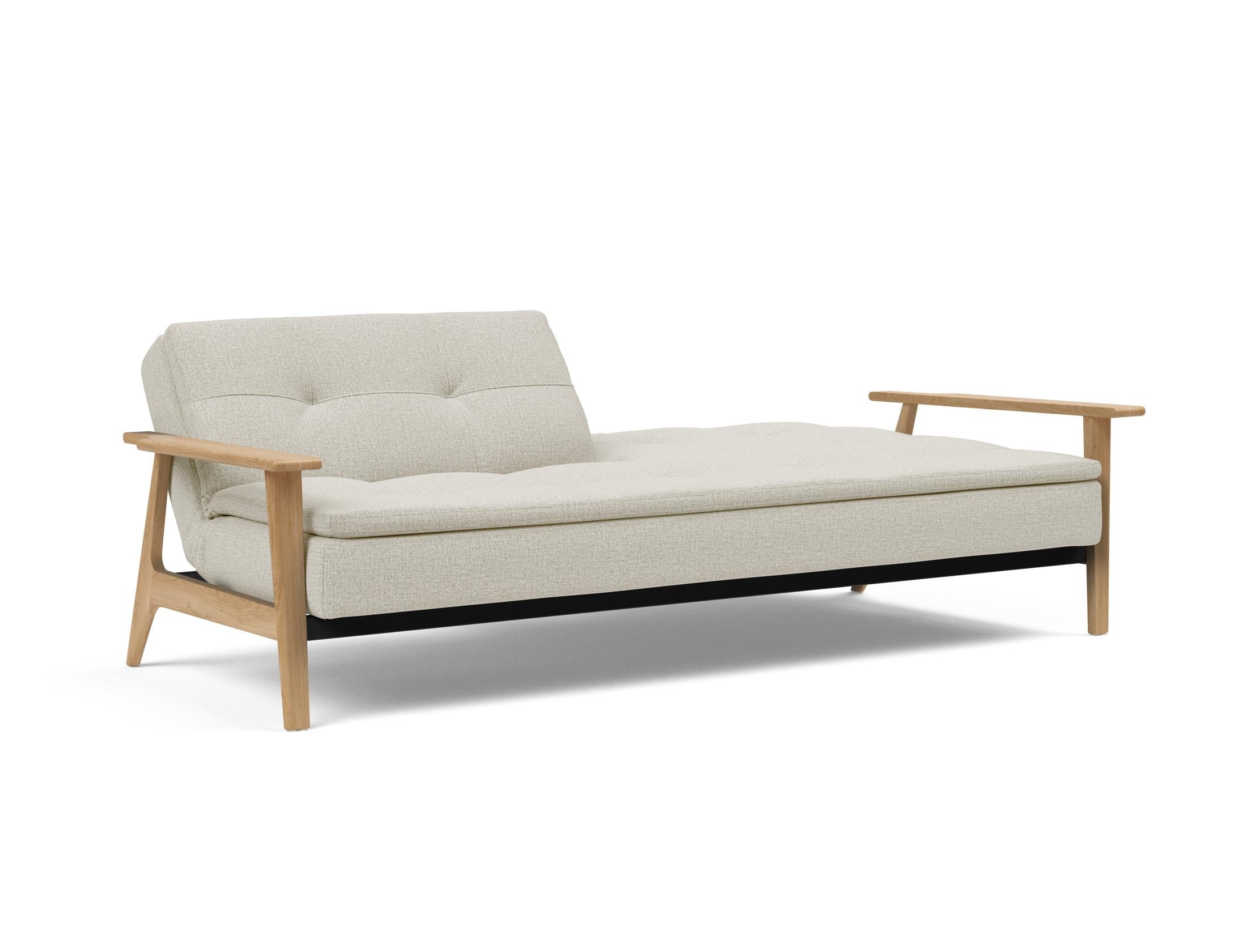 Entdecken Sie das elegante Dublexo Frej Schlafsofa 115 Eiche von Innovation Living – ideal für modernes Wohnen und gemütliche Schlafgelegenheiten.