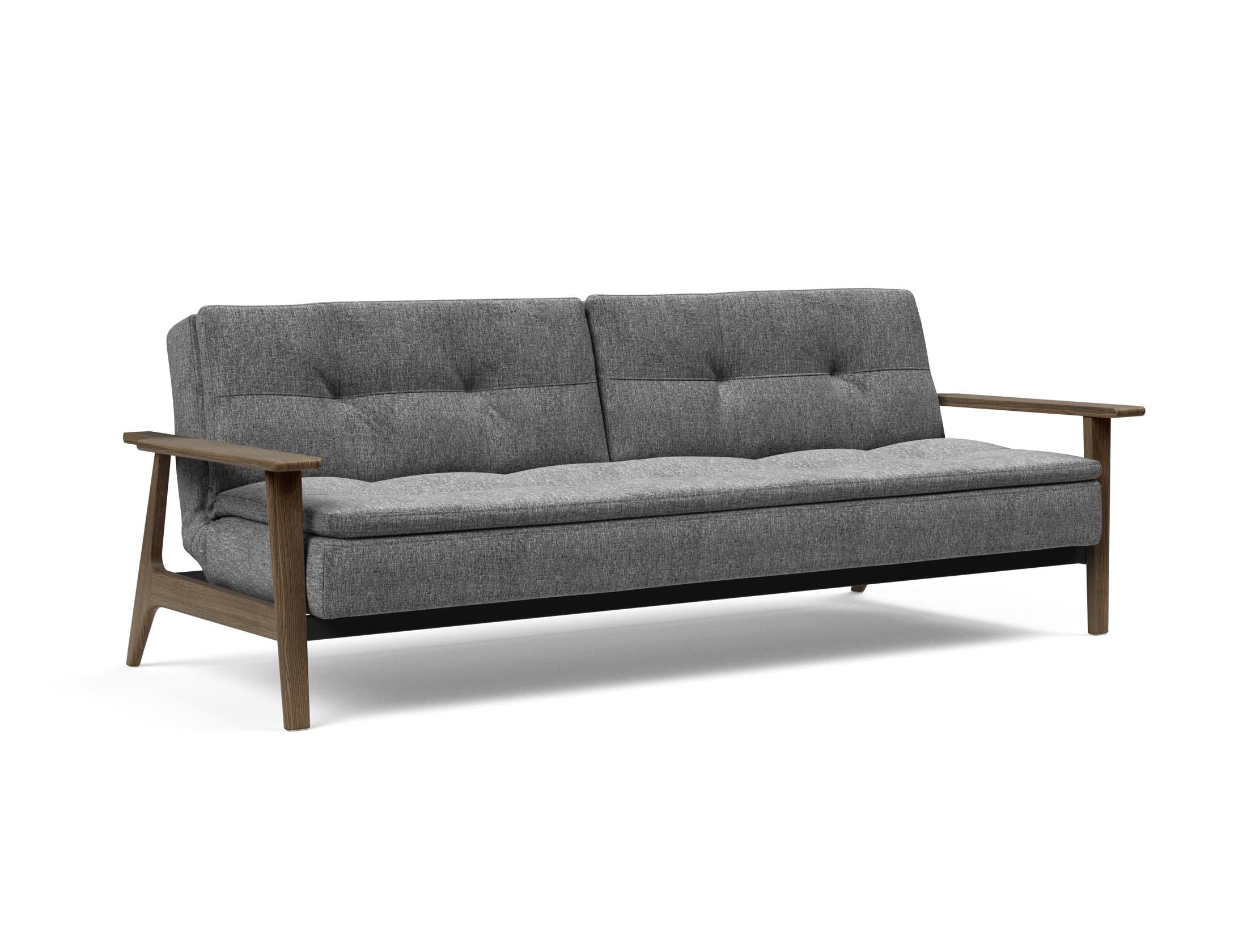 Erleben Sie das stilvolle Dublexo Frej Schlafsofa 115 in edler Rauch-Eiche – perfekt für zeitgemäße Einrichtung und gemütliche Schlafmomente.