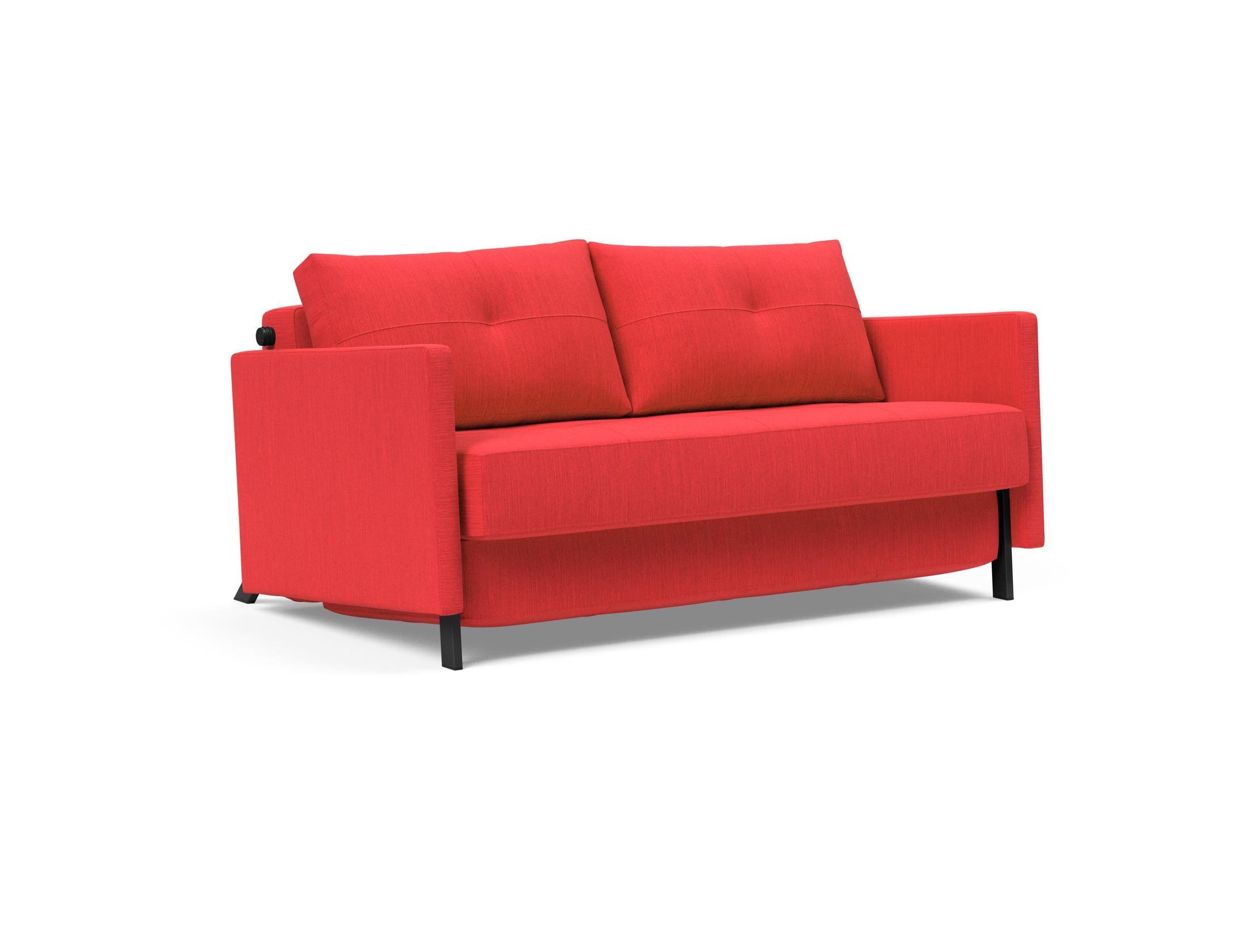 Entdecken Sie das Cubed Klappsofa 140 mit Armlehnen von Innovation Living – stilvoll, funktional und ideal für kleine Räume. Perfekt als Sofa und Bett!