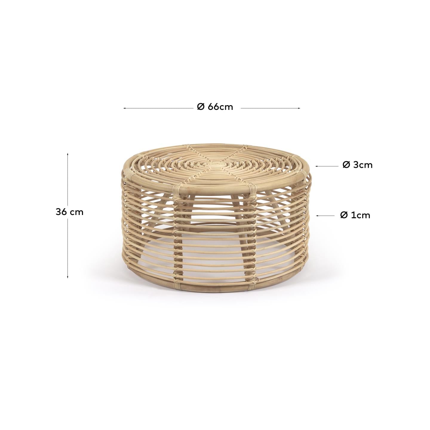 Erleben Sie den Kohana Couchtisch aus Rattan (Ø 66 cm) – ein elegantes, handgefertigtes Möbelstück, das Stil und Nachhaltigkeit vereint.