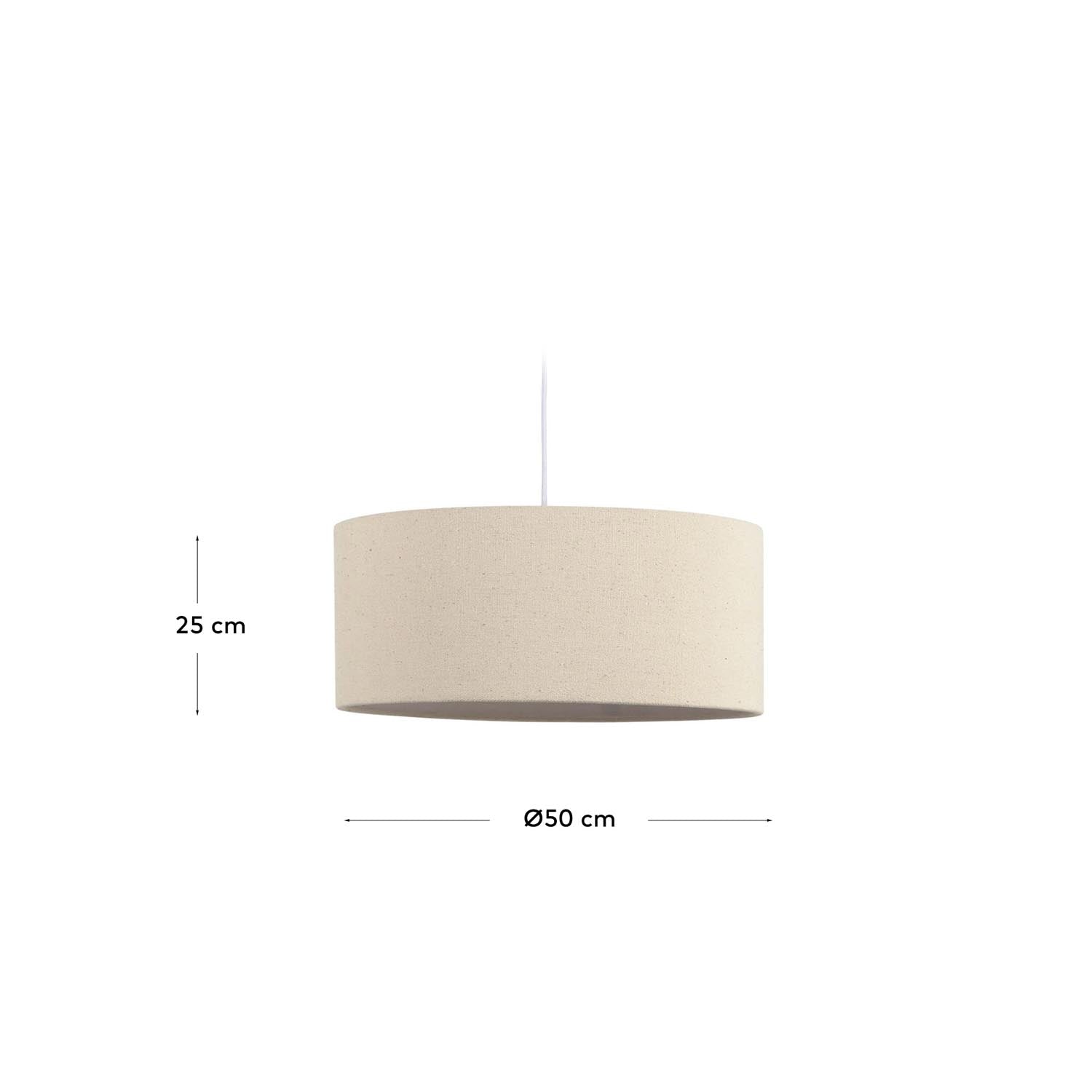Eleganter Lampenschirm aus Leinen in Beige, Ø 50 cm, von Kave Home. Ideal für einladende Lichtakzente in jedem Raum.