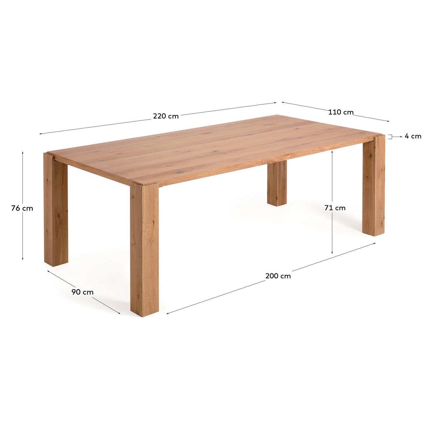 Eleganter Deyanira Tisch 220x110 cm mit Eichenfurnier von Kave Home.