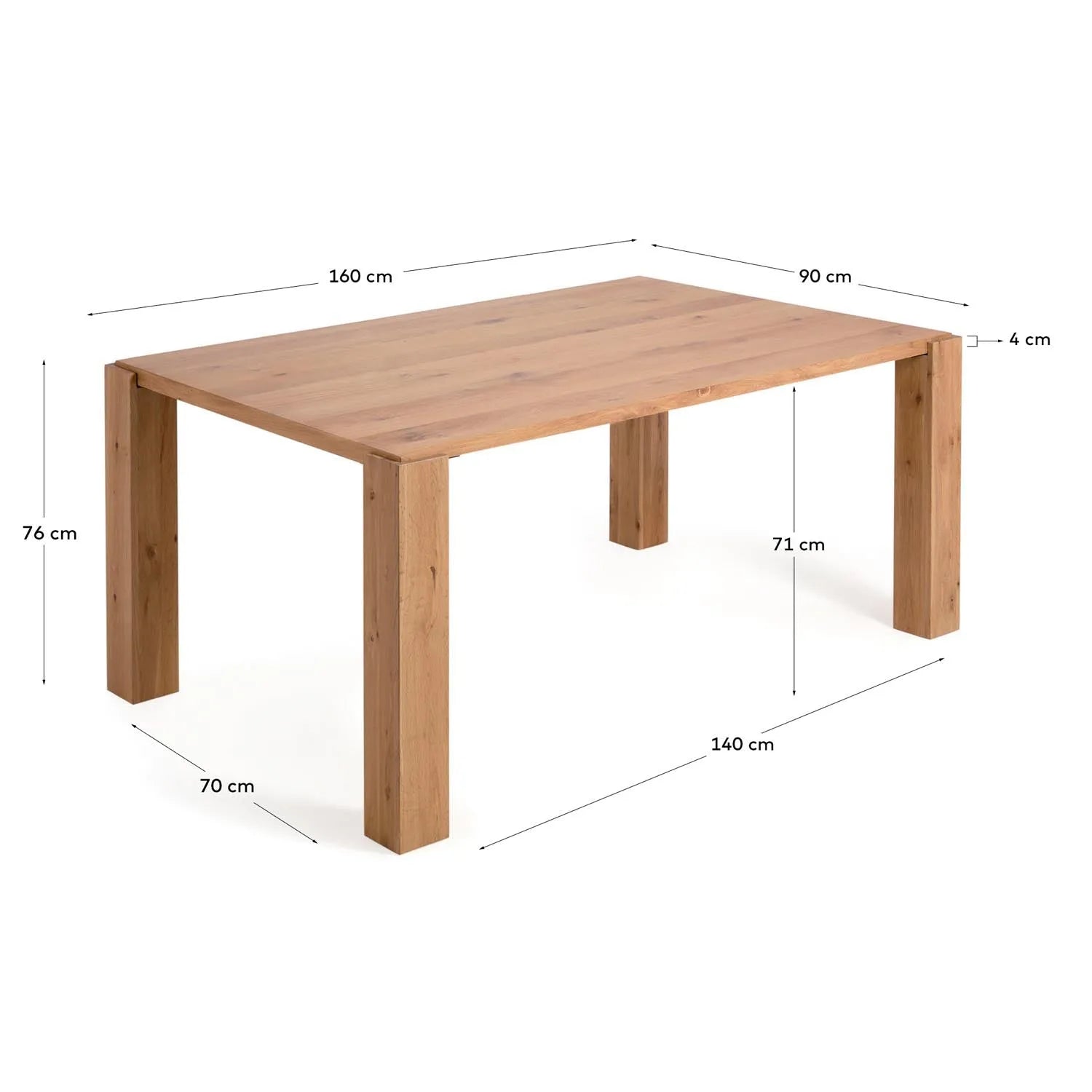 Stilvoller Deyanira Tisch aus Eichenfurnier, 160x90 cm, von Kave Home.