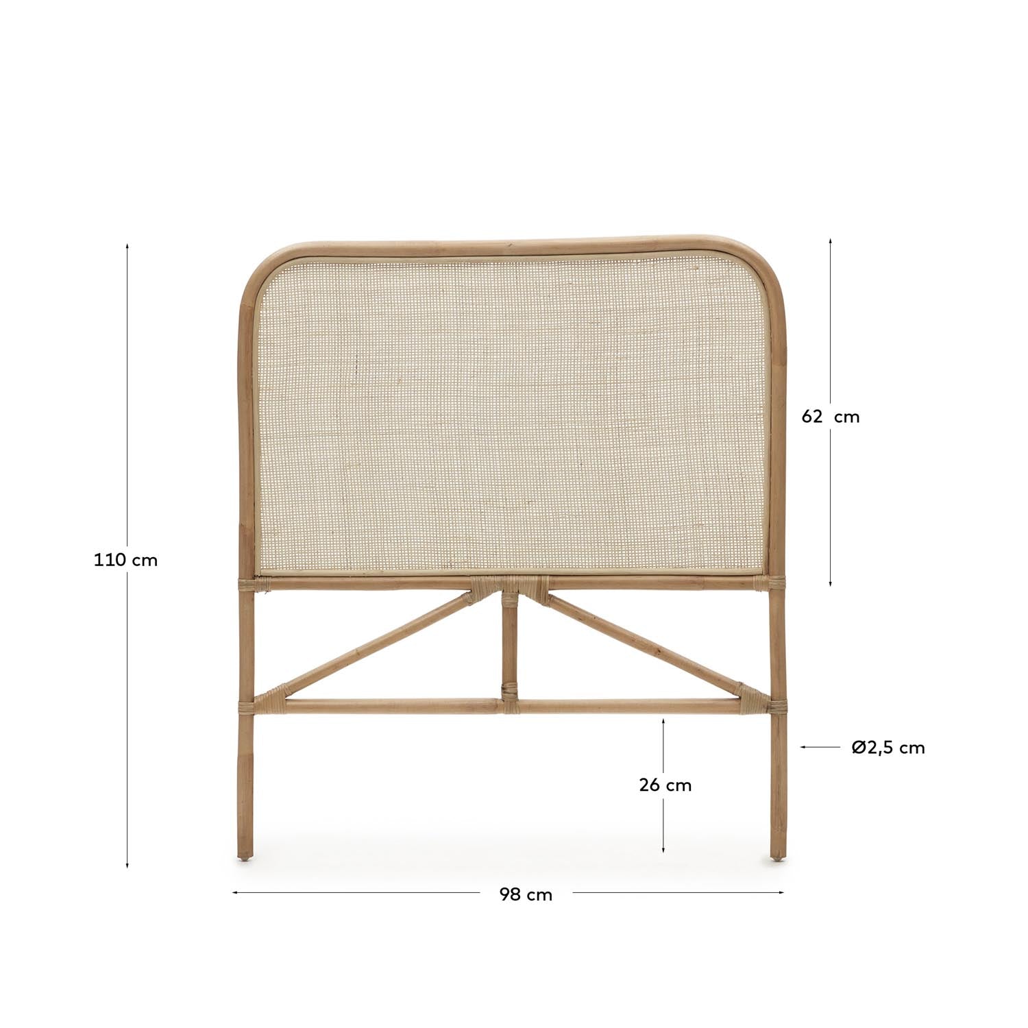 Stilvolles Quiterie Bettkopfteil aus Rattan, 90 cm, mit natürlichem Finish. Ideal für Einzelbetten, verbindet Eleganz mit Nachhaltigkeit.