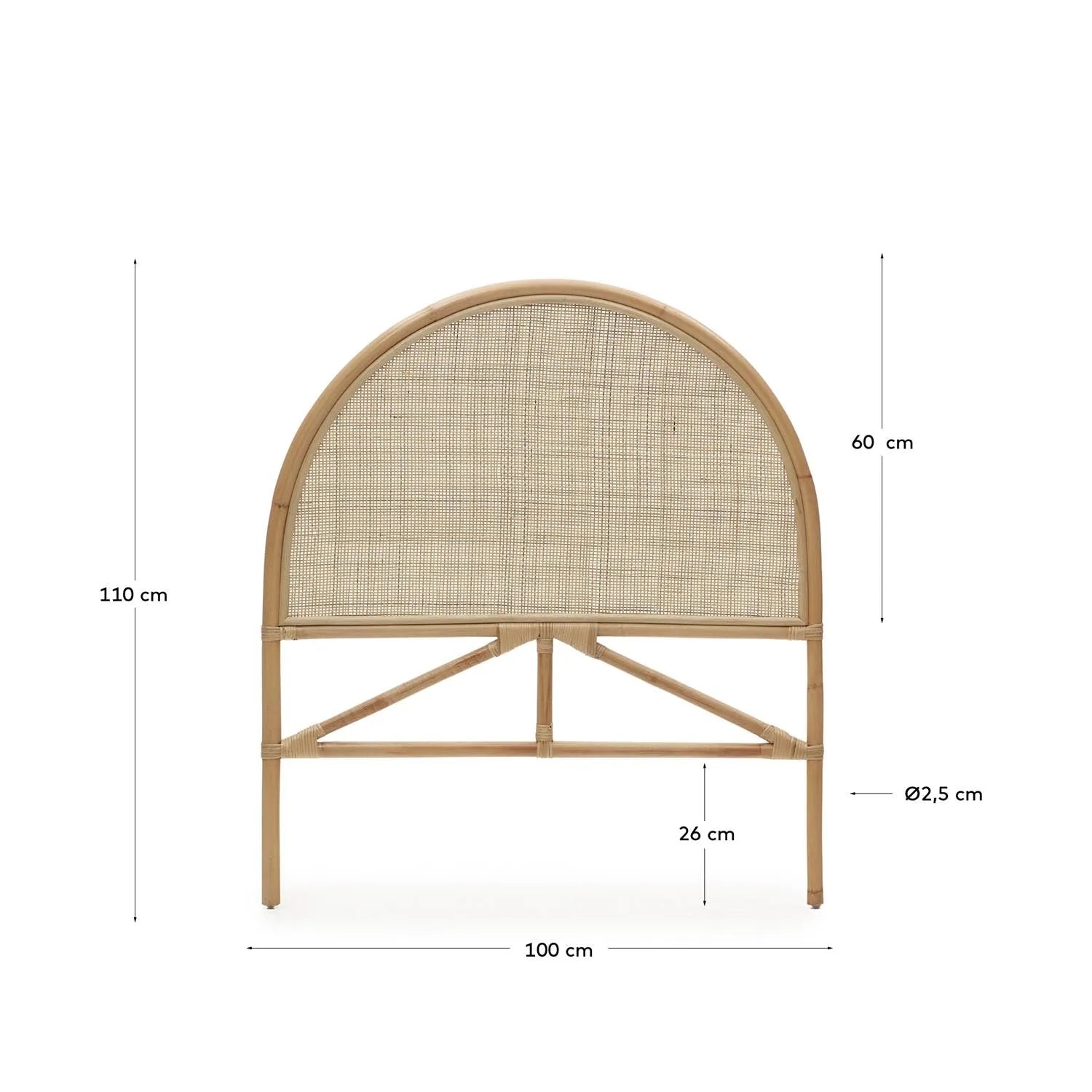 Einzigartiges Rattan-Kopfteil, 90 cm, natürliches Finish, bringt organische Eleganz und Nachhaltigkeit ins Schlafzimmer.