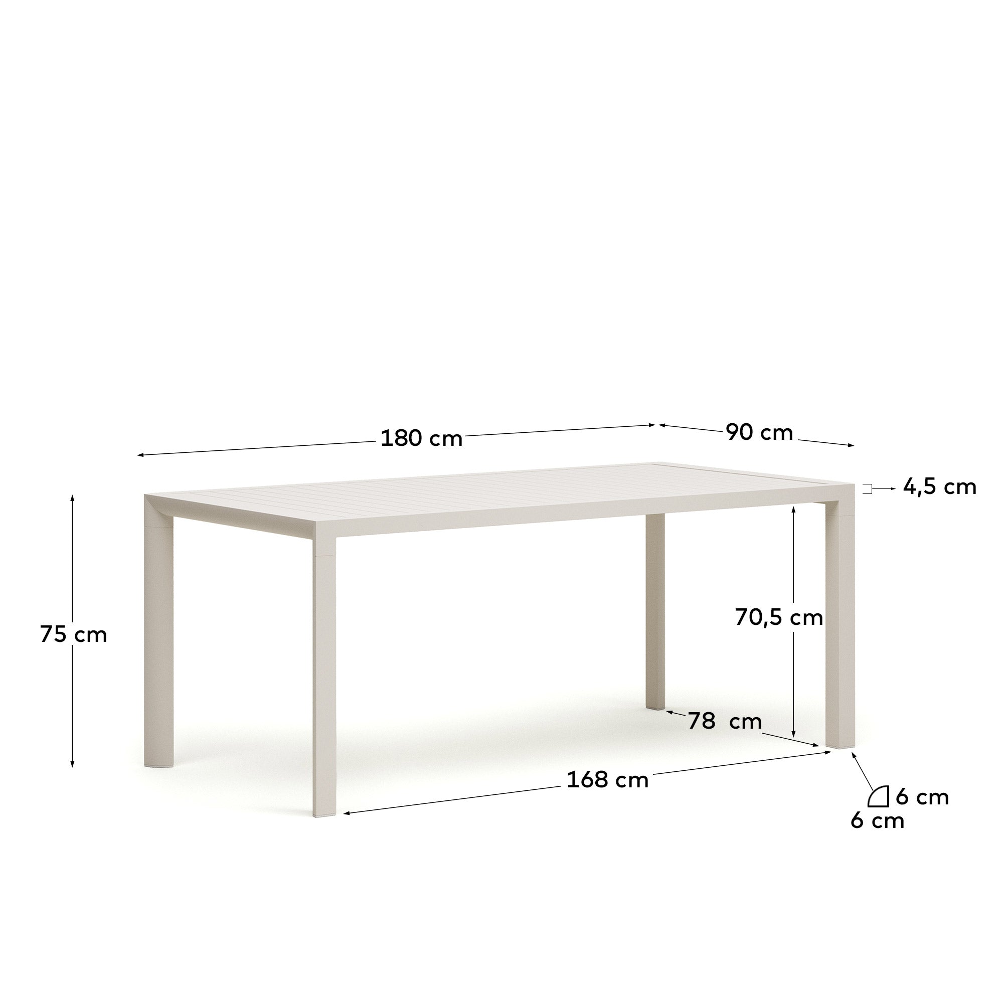 Moderner Gartentisch aus robustem Aluminium mit elegantem weißen Finish, perfekt für gesellige Stunden im Freien und pflegeleicht.