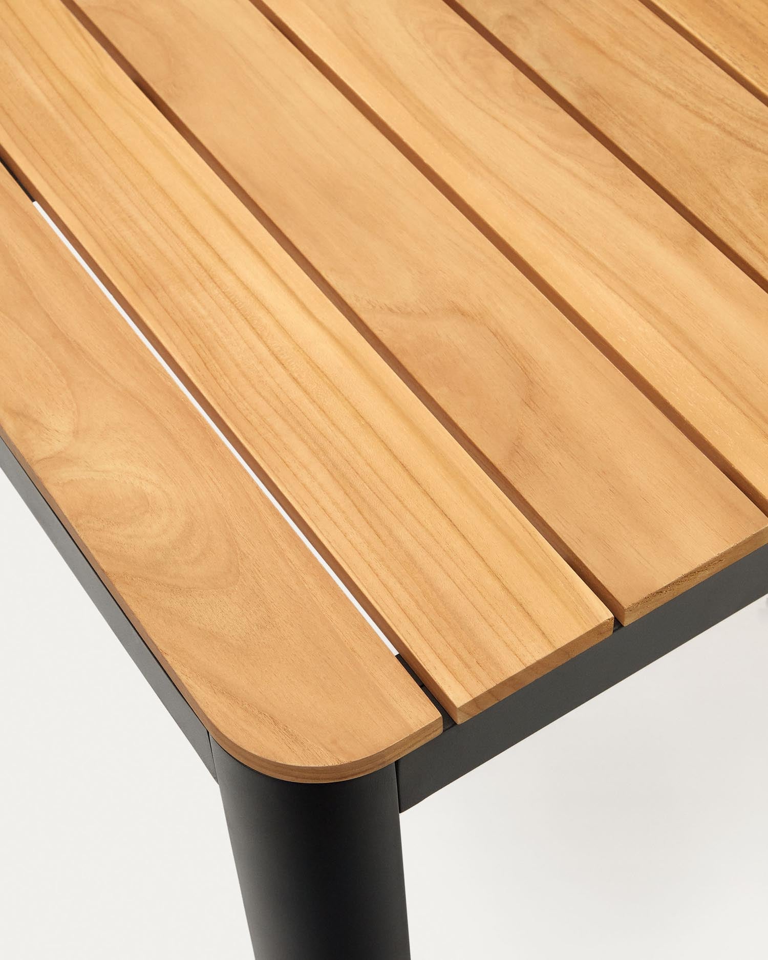 Tavolo Bona 100% per esterni in teak massiccio e alluminio nero 160 x 90 cm
