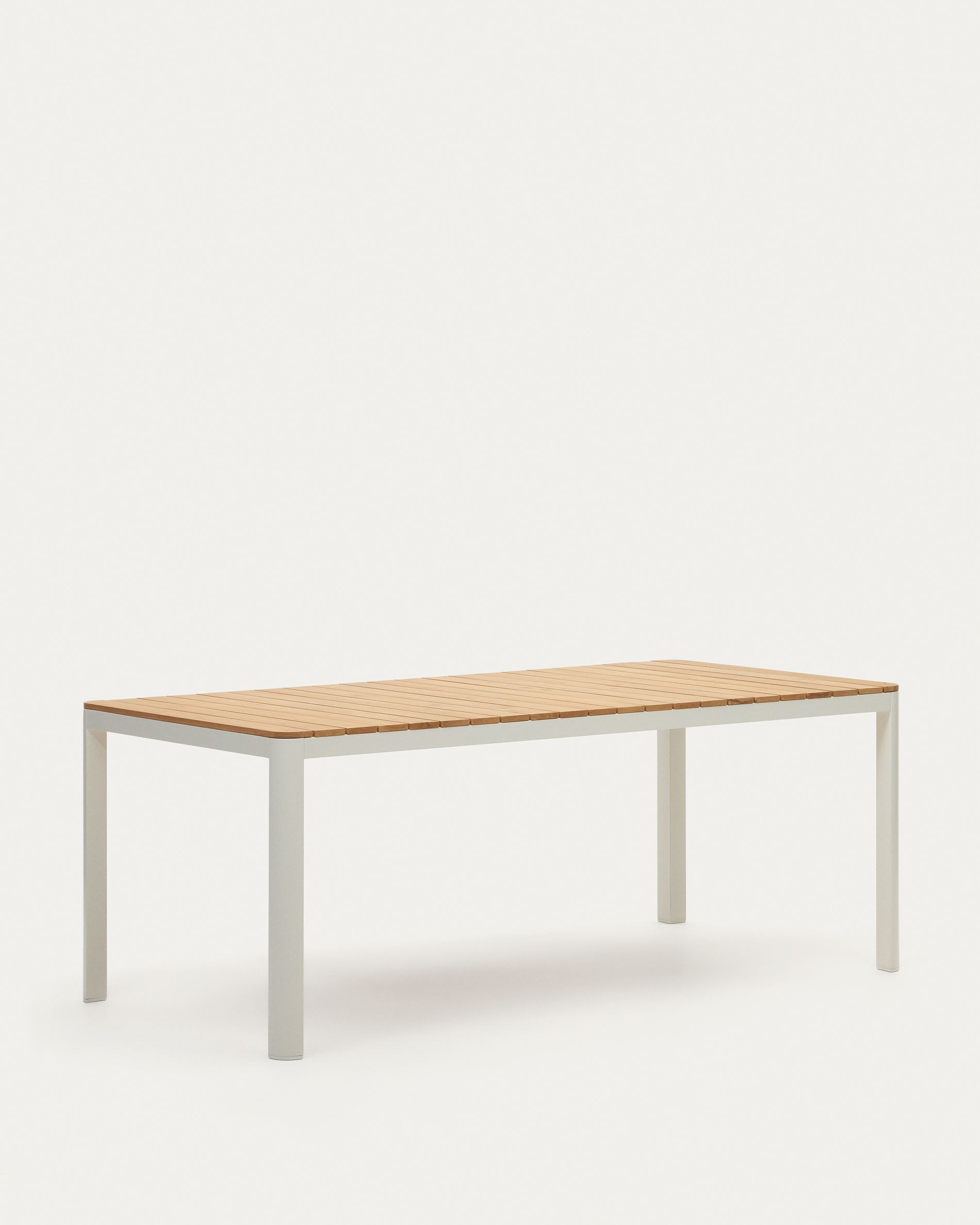 Tavolo Bona 100% per esterni in teak massiccio e alluminio bianco 200 x 100 cm