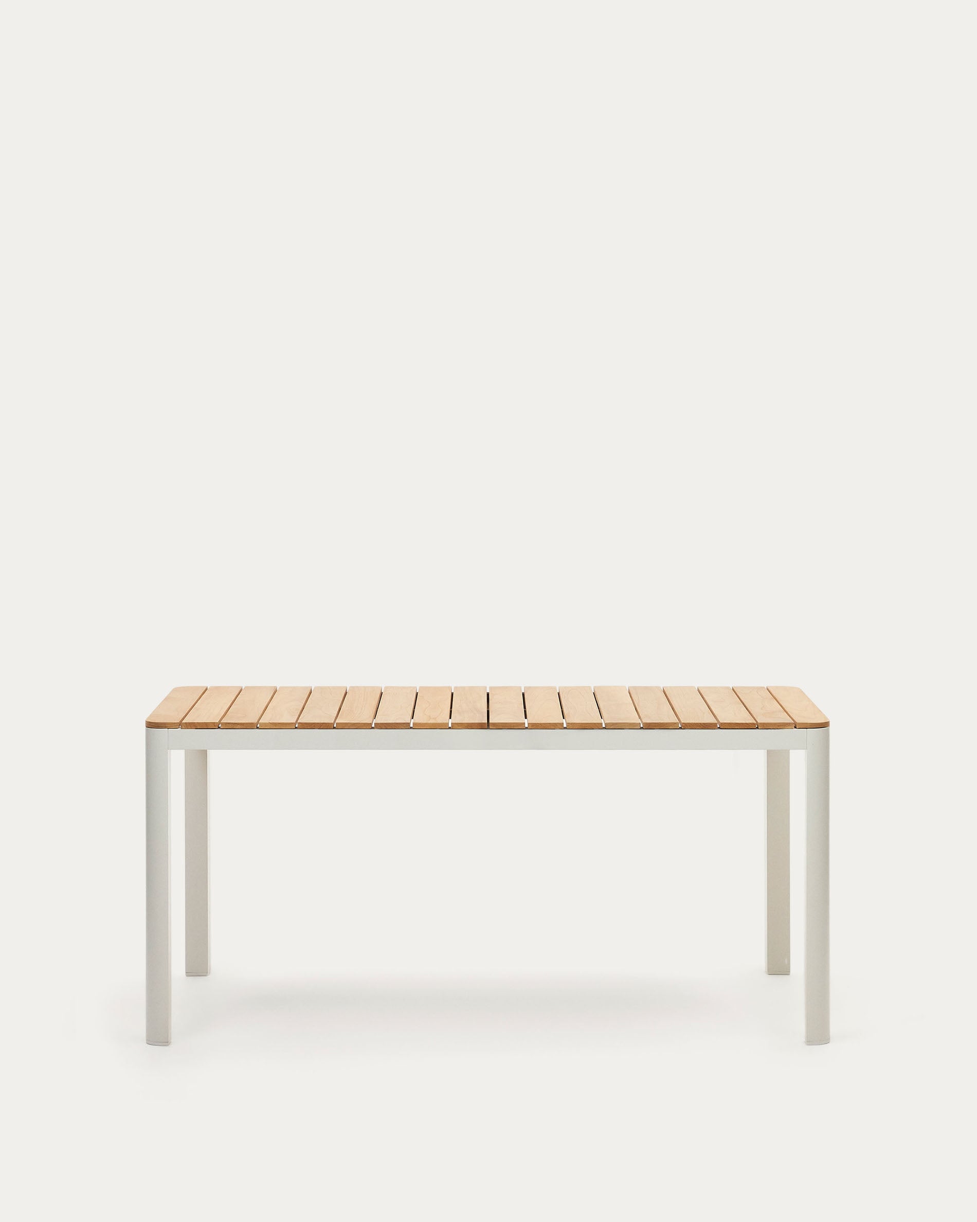 Tavolo Bona 100% per esterni in teak massiccio e alluminio bianco 160 x 90 cm
