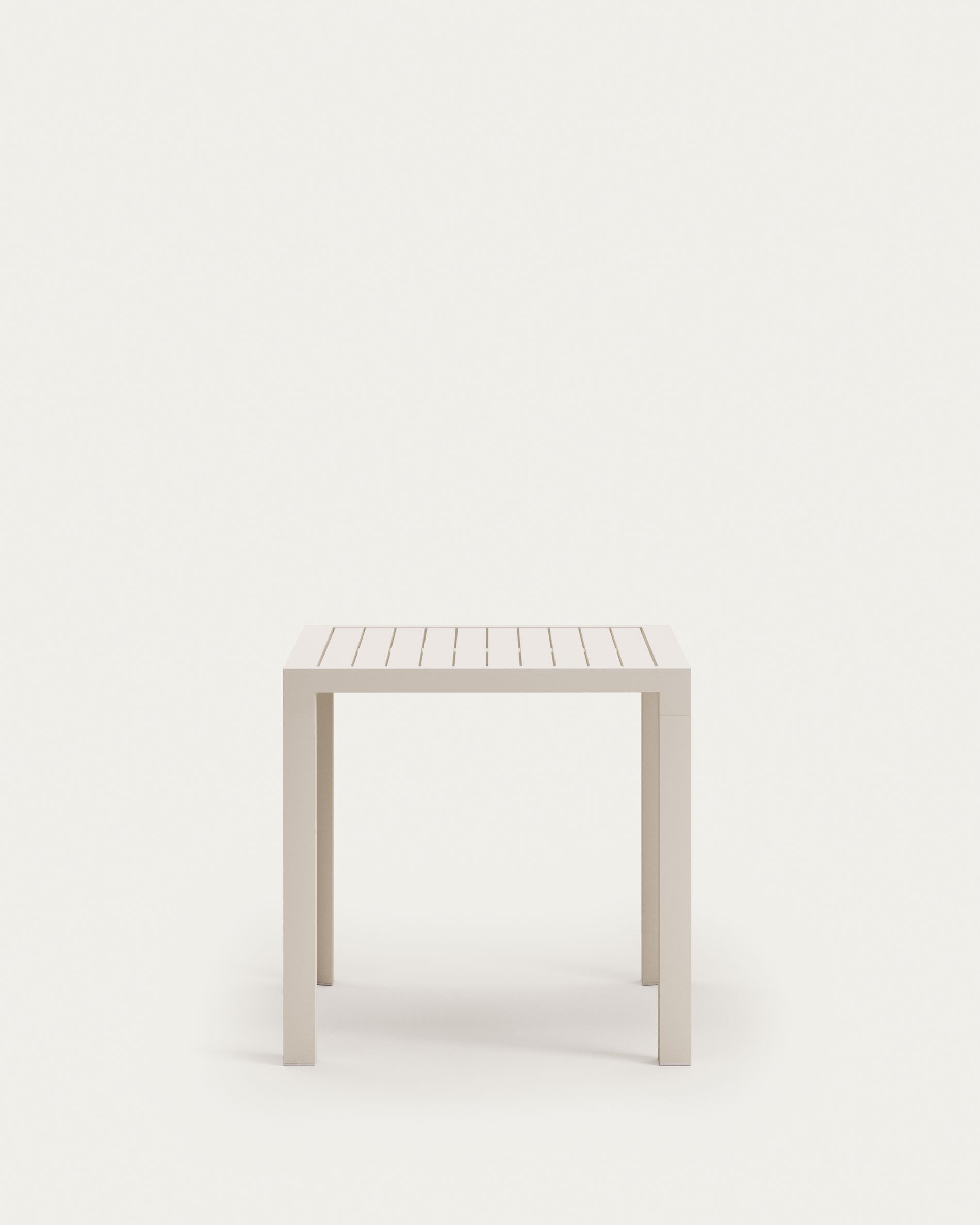 Eleganter, wetterfester Gartentisch aus Aluminium, 77x77 cm, weisses Finish, ideal für Terrasse und Balkon.