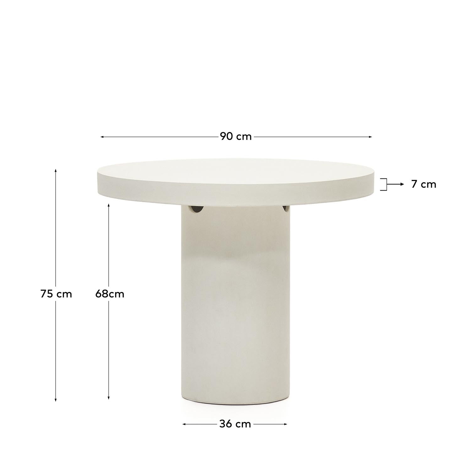 Aiguablava: Weißer Zementtisch Ø 90 cm von Kave Home, modern & robust.