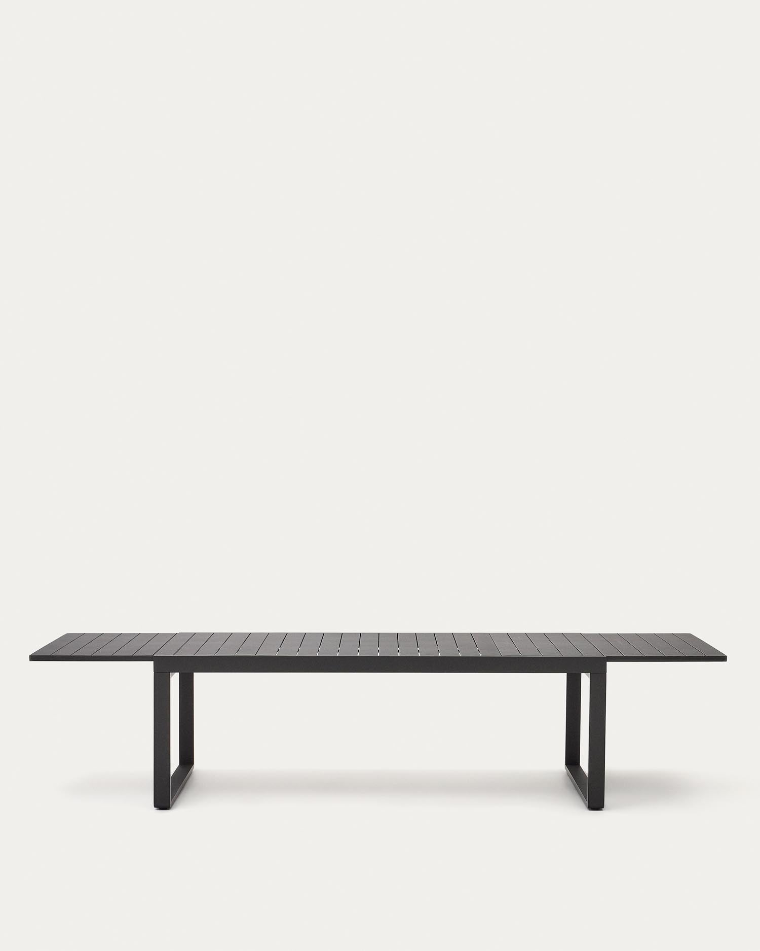 Eleganter, ausziehbarer Gartentisch aus Aluminium in Dunkelgrau, 220-340 x 100 cm, perfekt für moderne Außenbereiche.