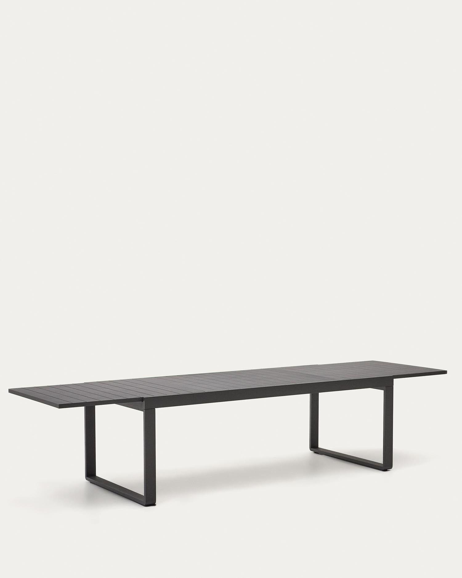 Moderner Aluminium-Gartentisch, ausziehbar von 220 auf 340 cm, dunkelgrau, stilvoll und perfekt für zeitgemäße Außenbereiche.