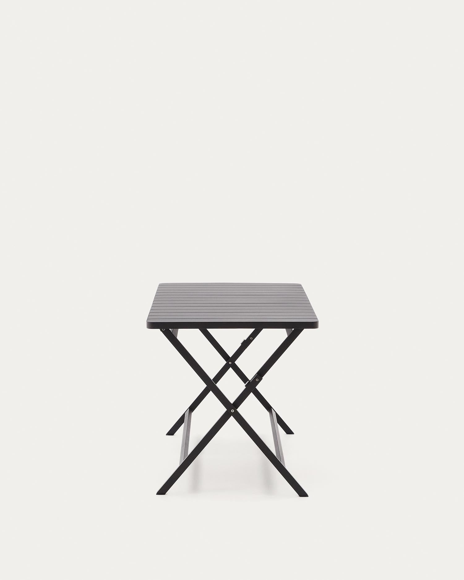 Faltbarer Gartentisch Torreta aus Aluminium, dunkelgrau, 140x70 cm, modern und praktisch für elegante Außenbereiche.