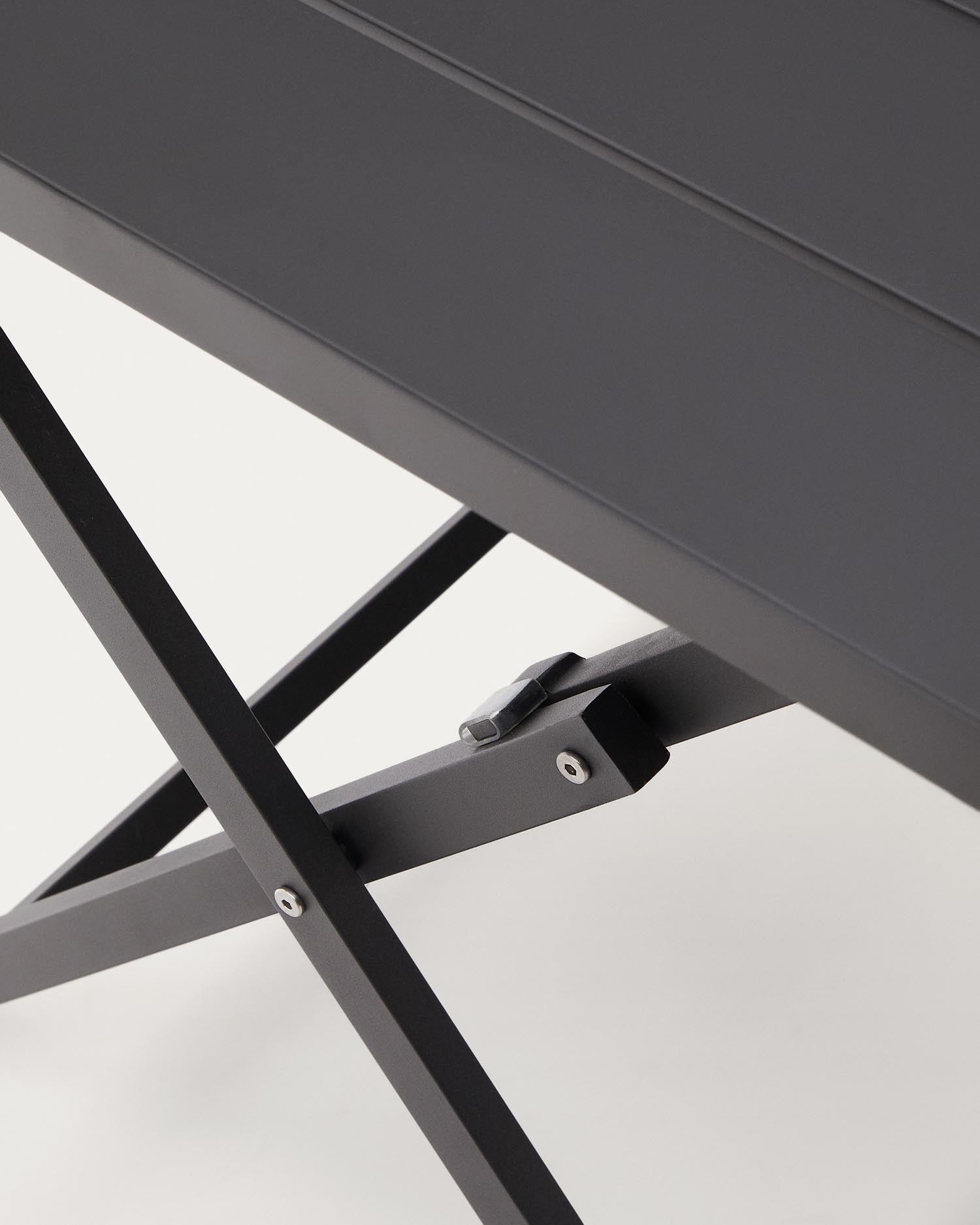 Faltbarer Gartentisch Torreta aus Aluminium, dunkelgrau, 140x70 cm, robust und modern, perfekt für elegante Außenbereiche.