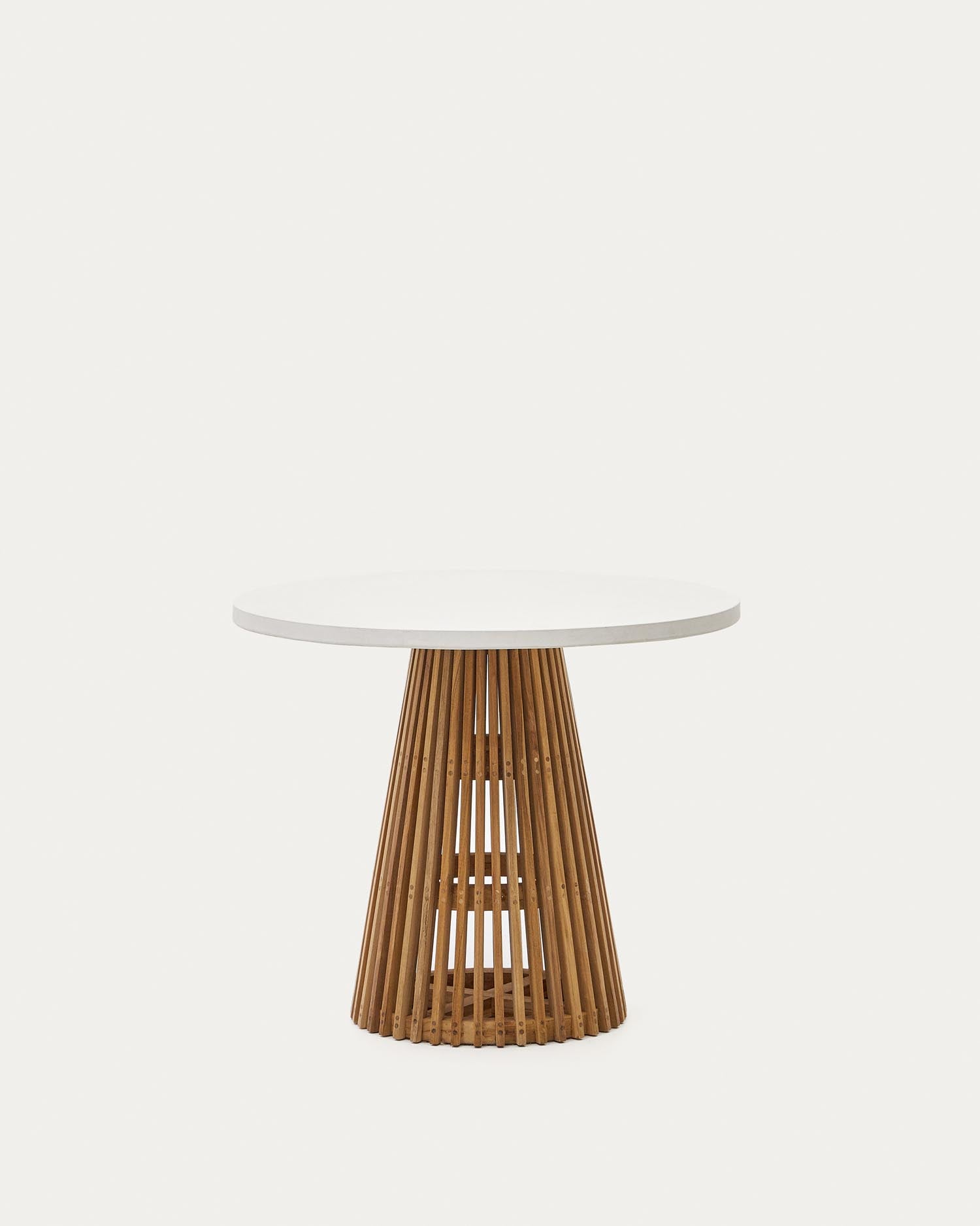 Table d’extérieur Alcaufar ronde en teck massif et ciment wEIS Ø 90 cm