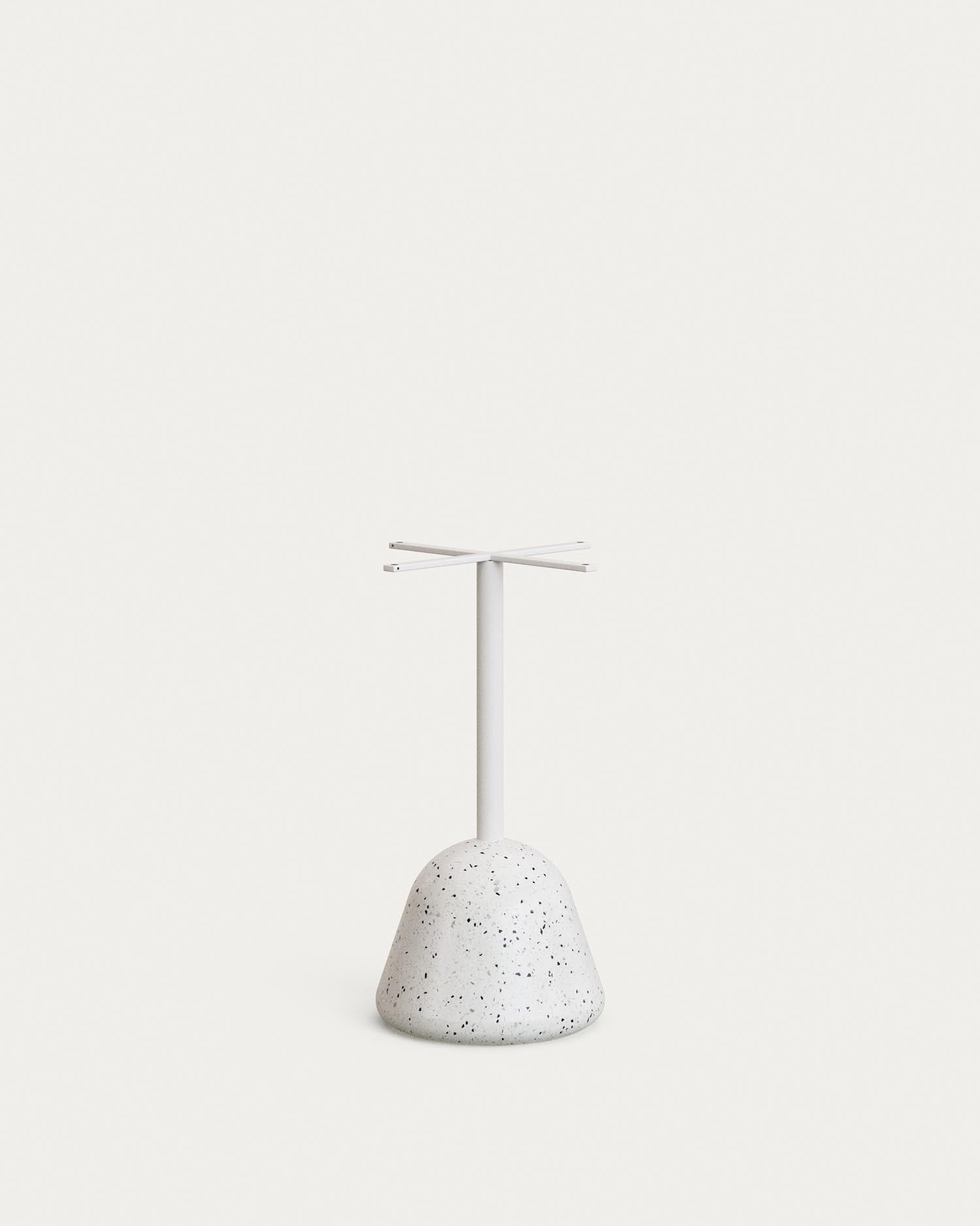 Moderner Saura Tisch aus weissem Terrazzo, 75 cm hoch, Ø70 cm, ideal für stilvolle Innen- und Aussenbereiche.