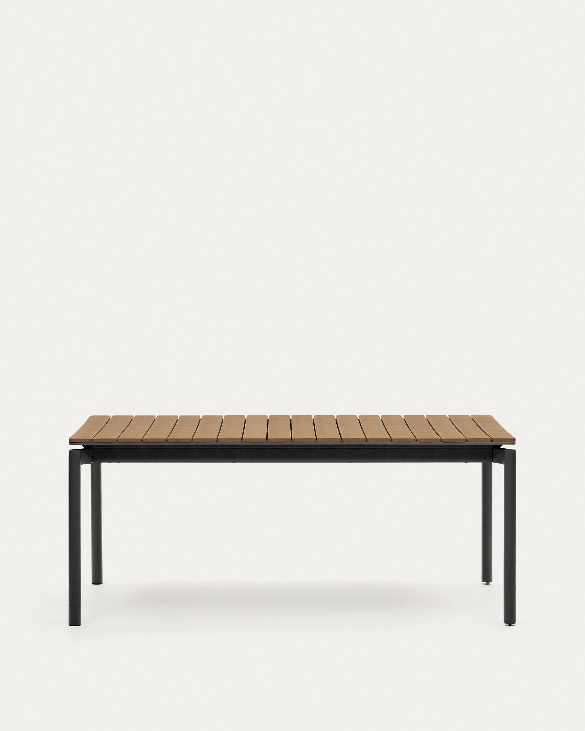 Canyelles Gartenausziehtisch aus Poly-Holz und mattschwarzem Aluminium 180(240) x 100 cm