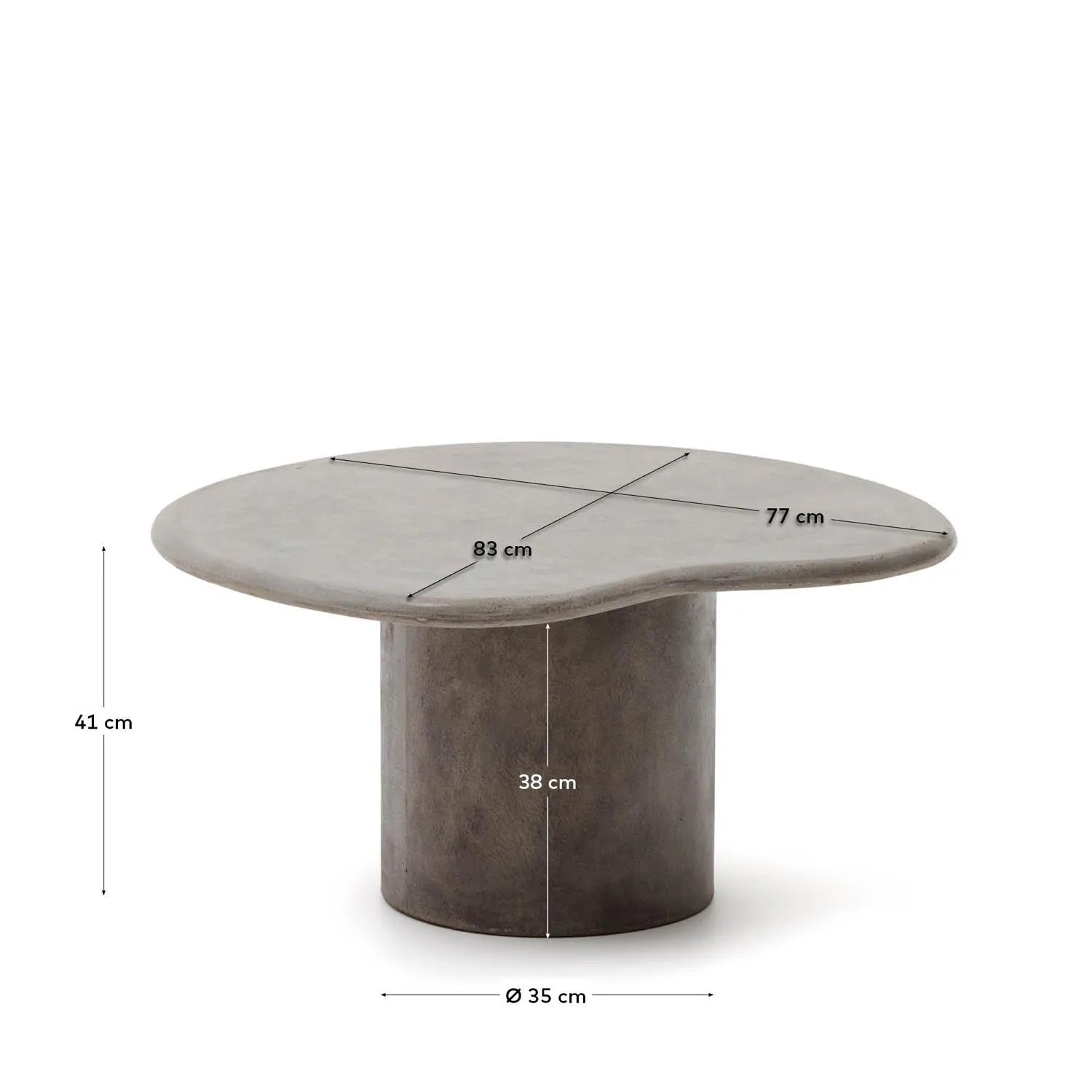 Moderner Macarella Couchtisch aus Zement, 83x77 cm von Kave Home.