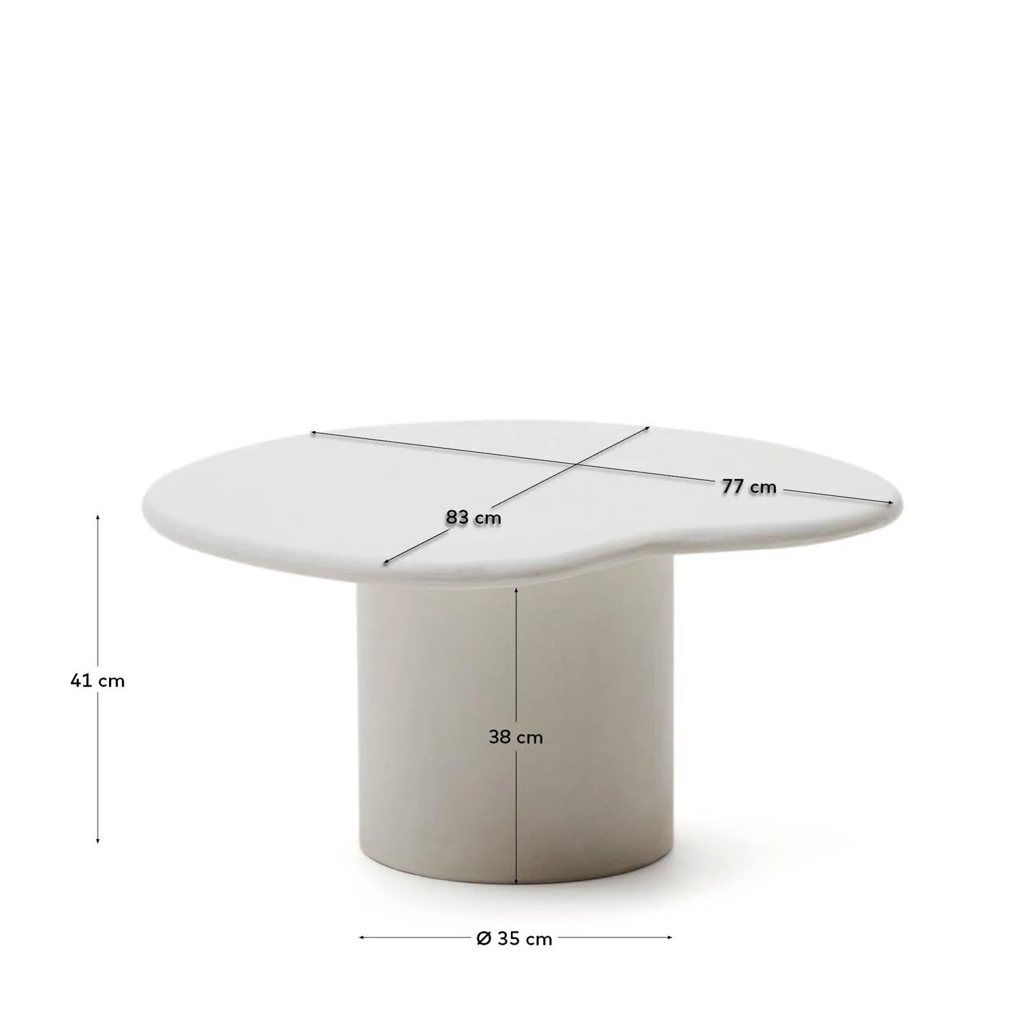 Eleganter Macarella Couchtisch aus Zement, 83x77 cm, von Kave Home.