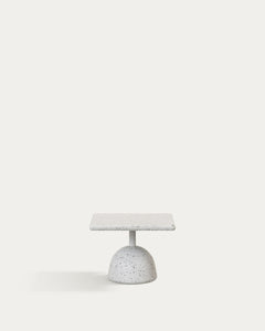 Table basse Saura en terrazzo blanc avec plateau en terrazzo blanc 32 x 48 x 48