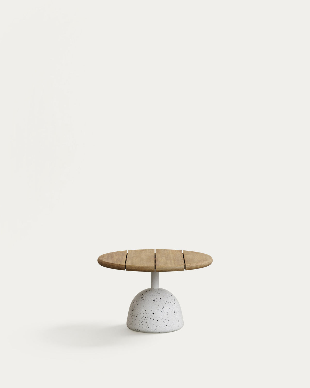 Saura Couchtisch weisse Terrazzo-Platte natürliches Akazienholz 32 x Ø55 cm in Weiss, Natur präsentiert im Onlineshop von KAQTU Design AG. Beistelltisch Outdoor ist von Kave Home